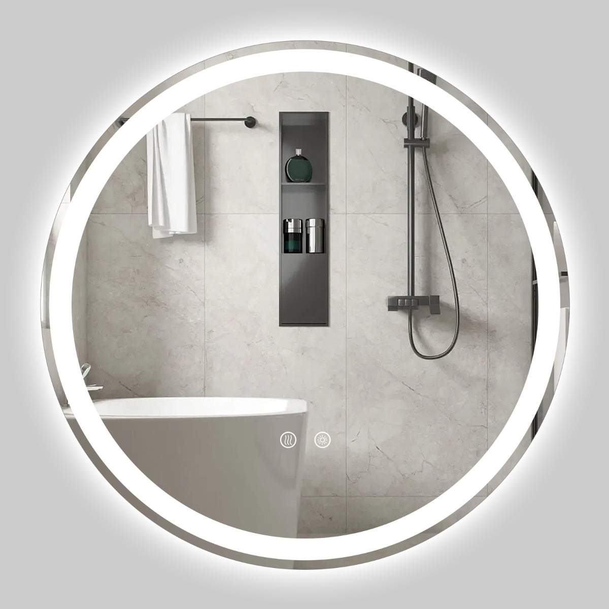 Rund LED-badrumsspegel, 60 cm, justerbar ljusstyrka | Hem & Hobby | Pryloteket