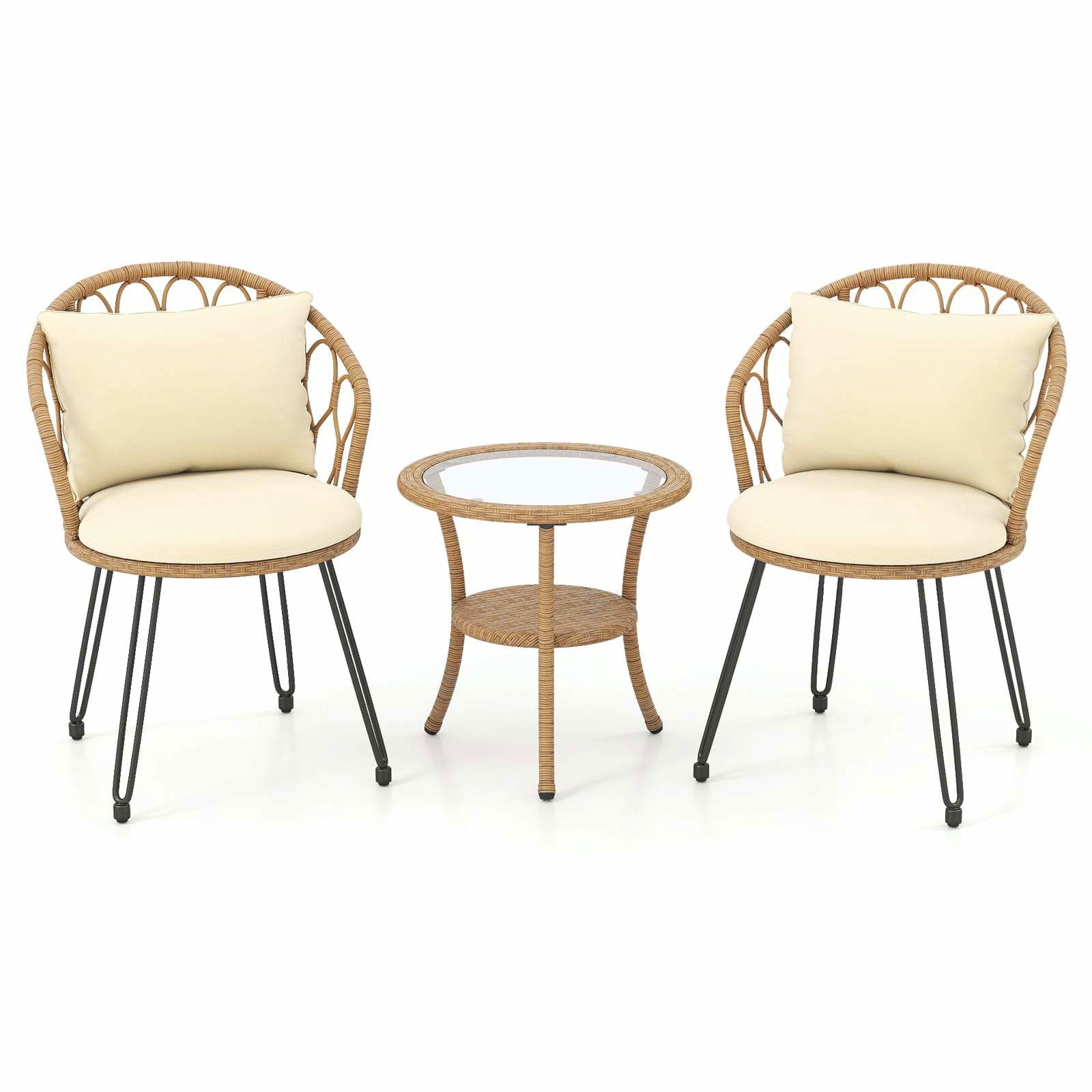 3-delat PE-rotting-terrassset med dynor och bord | Hem & Hobby | Pryloteket