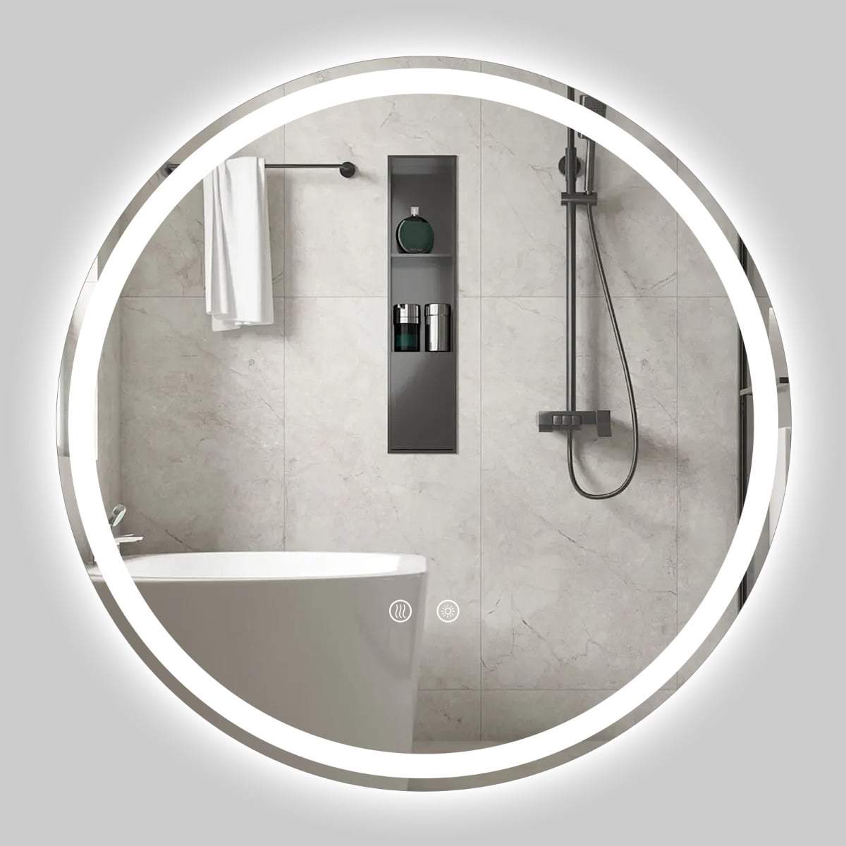 70 cm rund LED-badrumsspegel – justerbar ljusstyrka | Hem & Hobby | Pryloteket