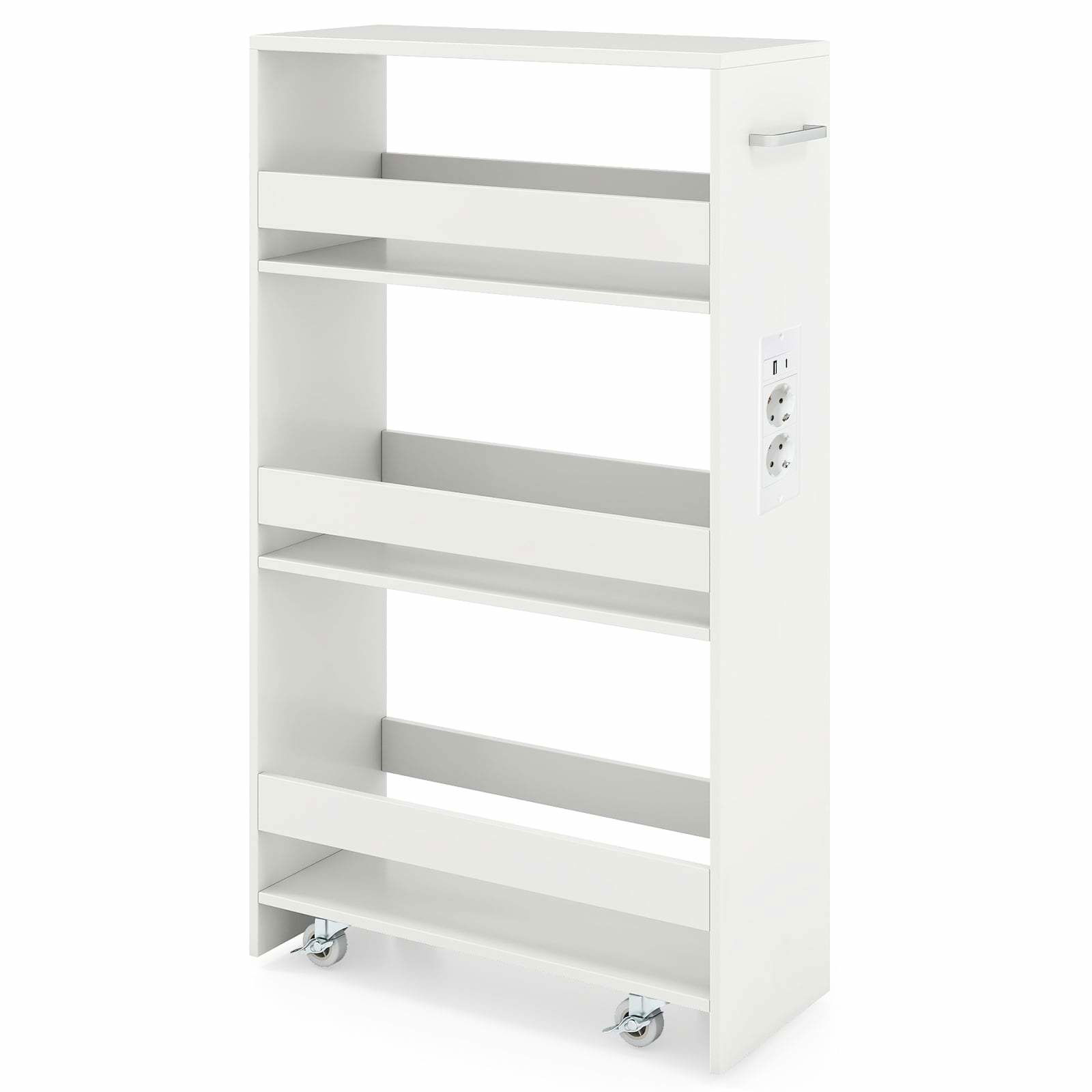 Slank rullende opbevaringsvogn med USB-opladestation