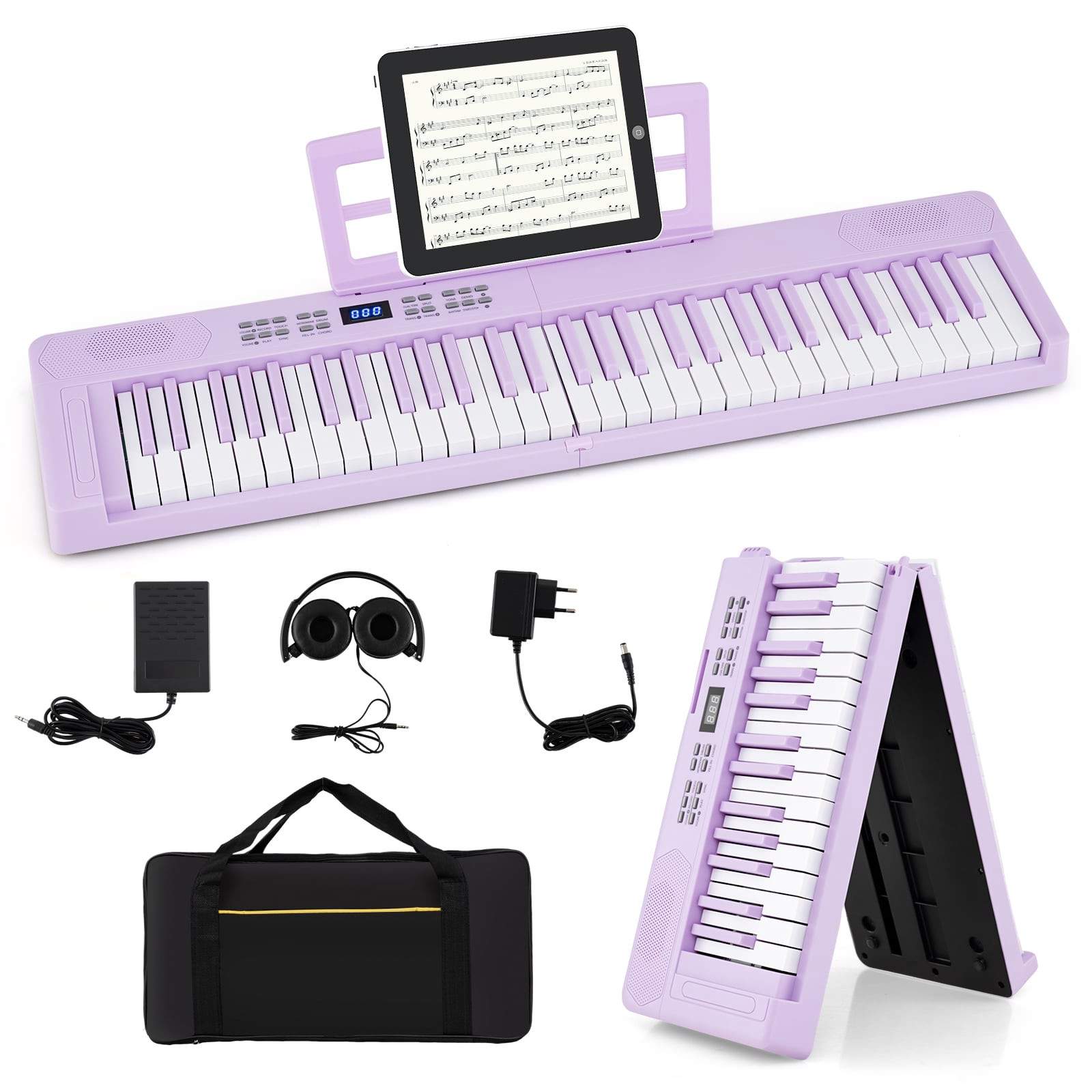 61-tangenters foldbart klaverkeyboard med MIDI og dobbelttilstand