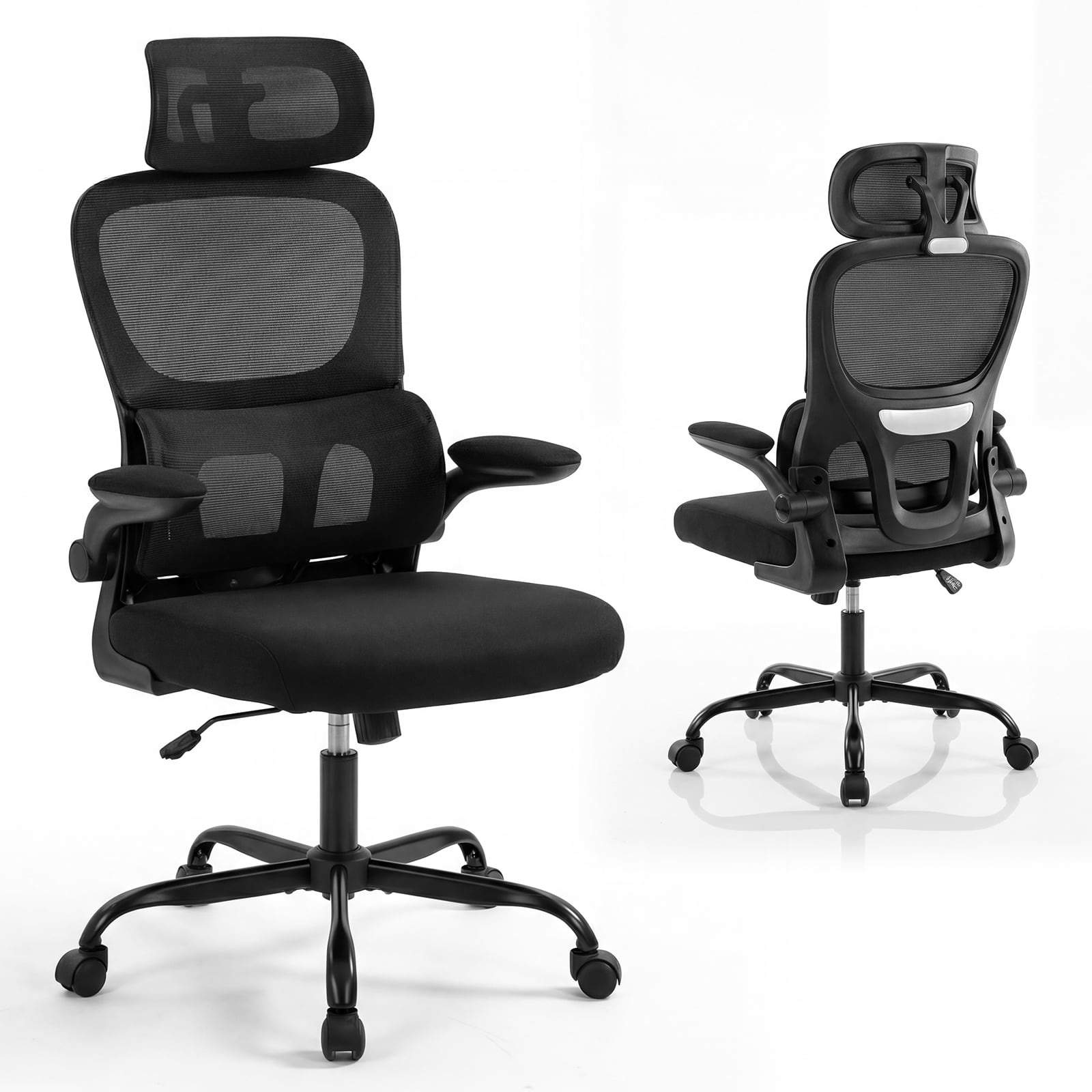 Ergonomisk kontorstol med justerbar nakkestøtte og lændestøtte