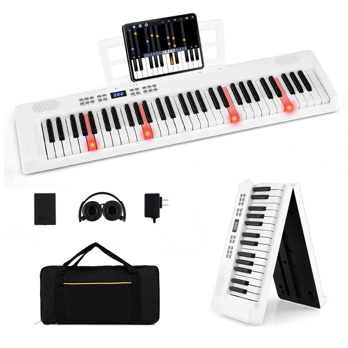 61-tangenters foldbart klaverkeyboard med MIDI og dobbelttilstand