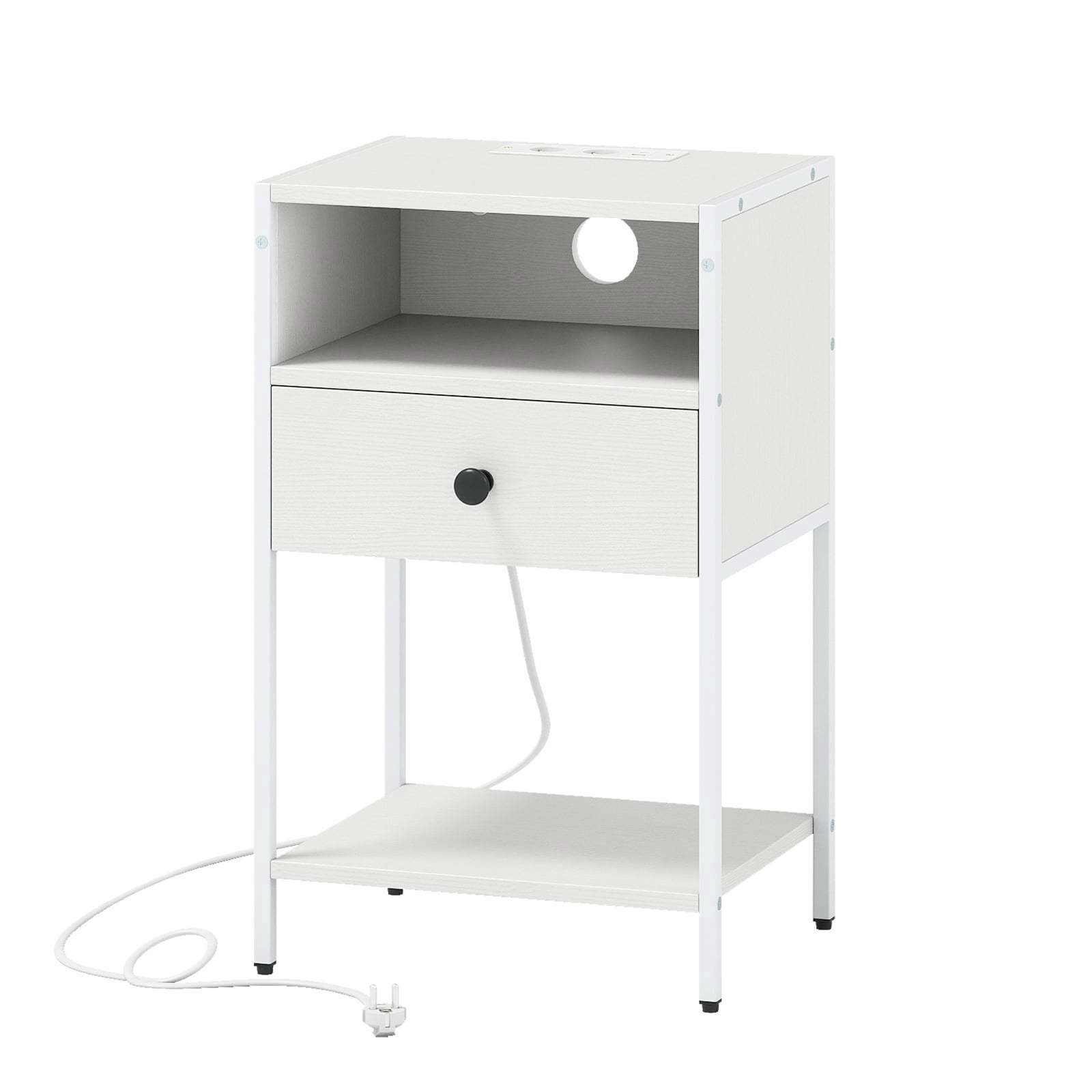 Natbord med ladestation – Kompakt, industriel stil