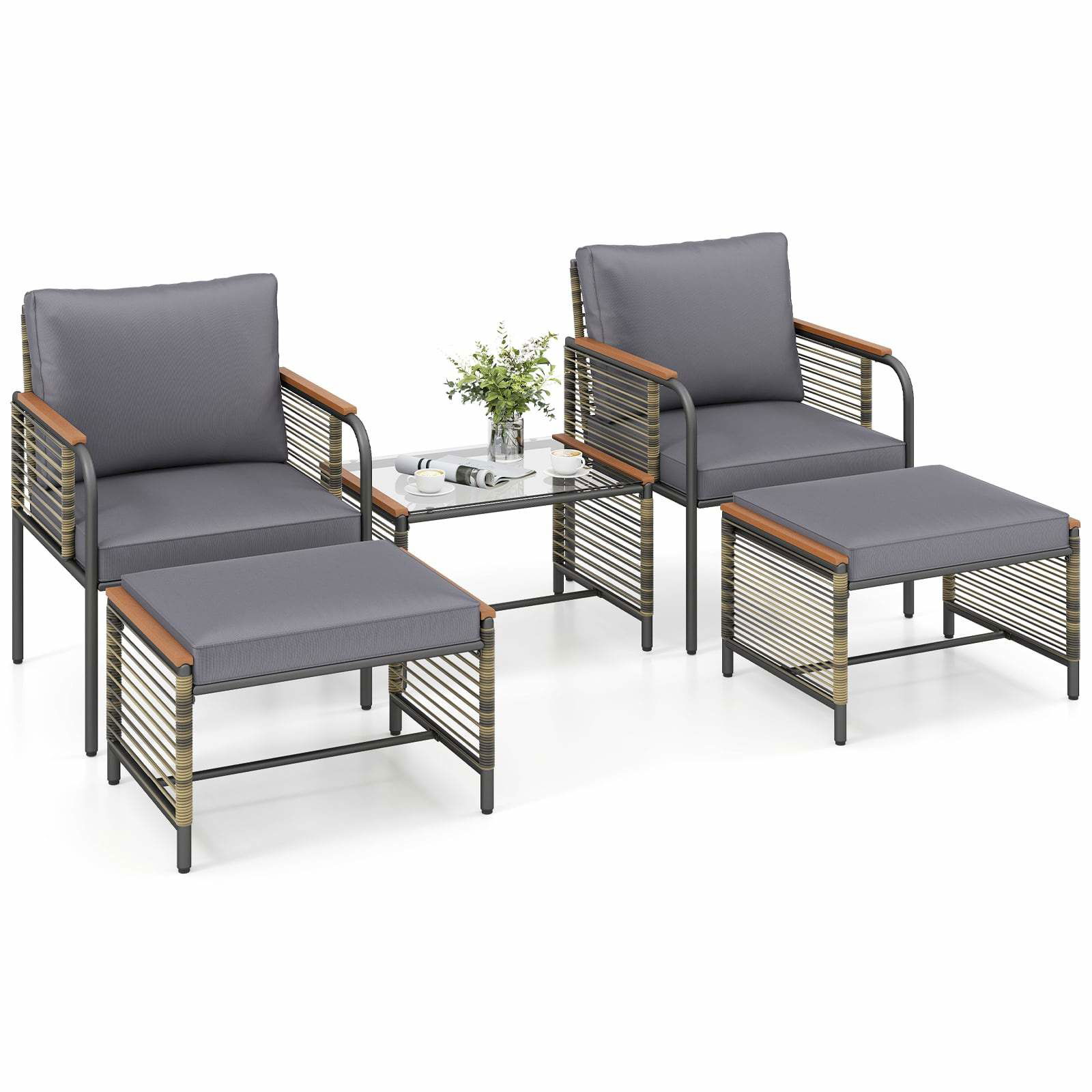 Trädgårdsmöbler i rotting med dynor och bord – grå | Hem & Hobby | Pryloteket