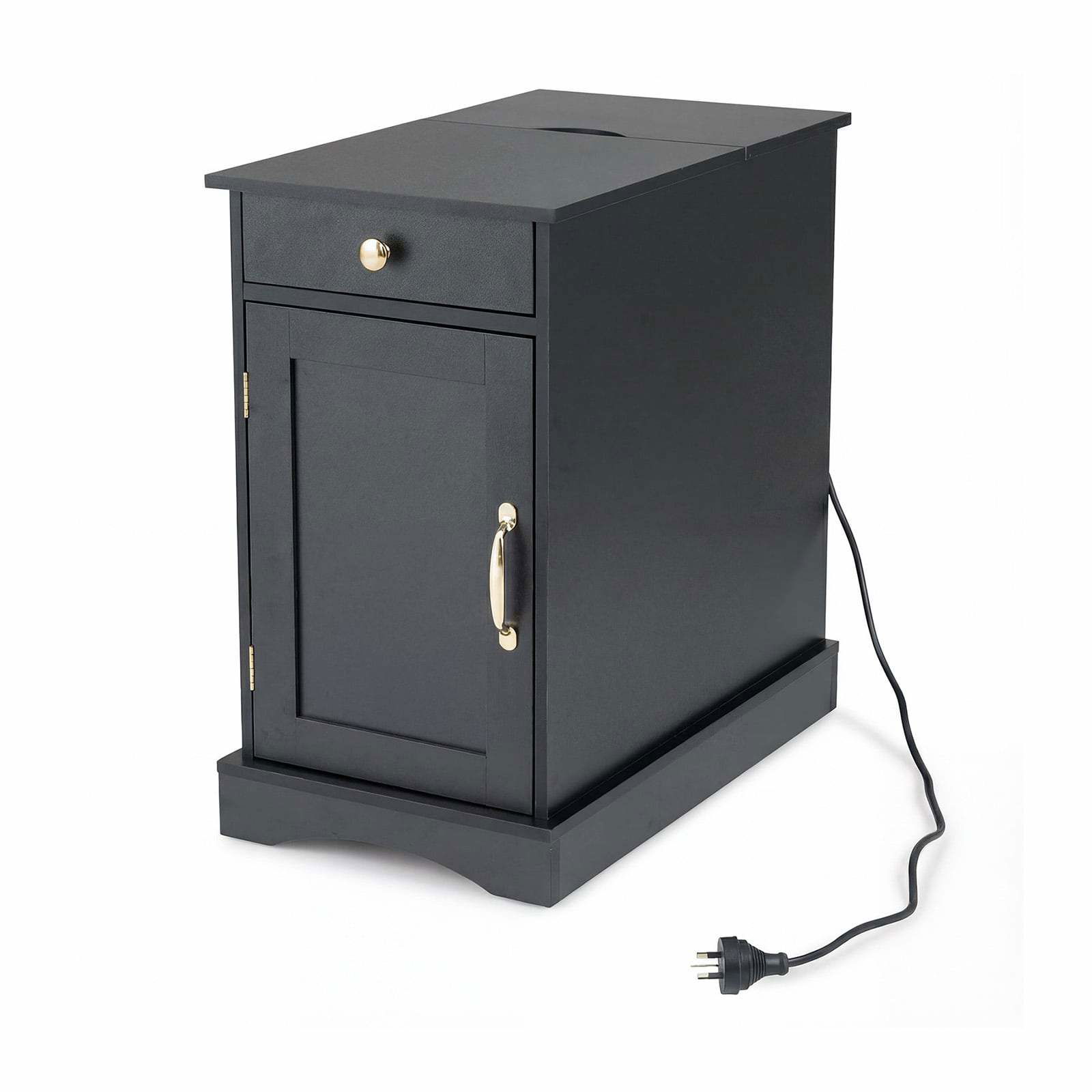 Natbord med ladestation – justerbar hylde og skuffe