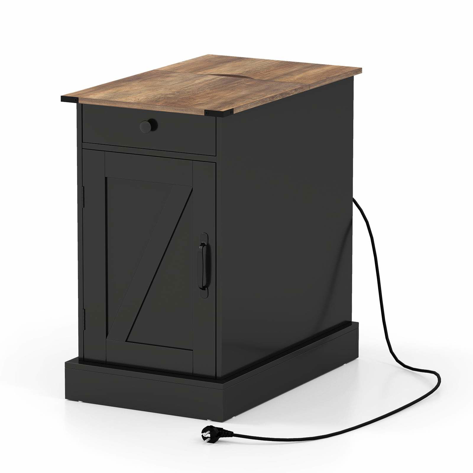 Natbord med ladestation og justerbar opbevaring