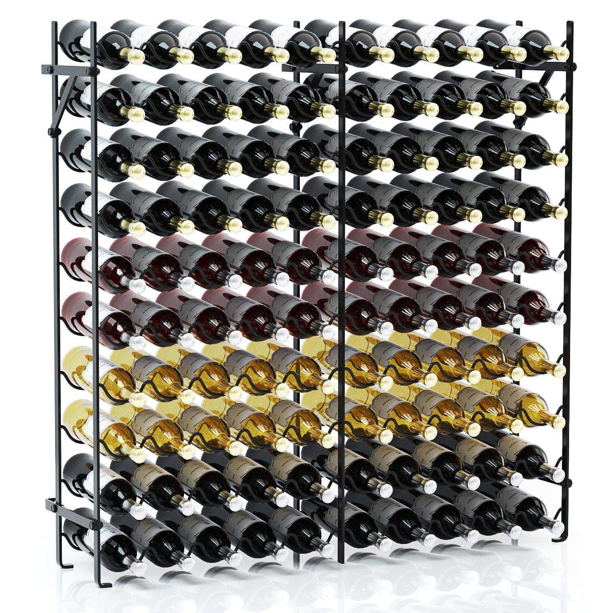 10-etagers metalvinreol – plads til 100 flasker, sort