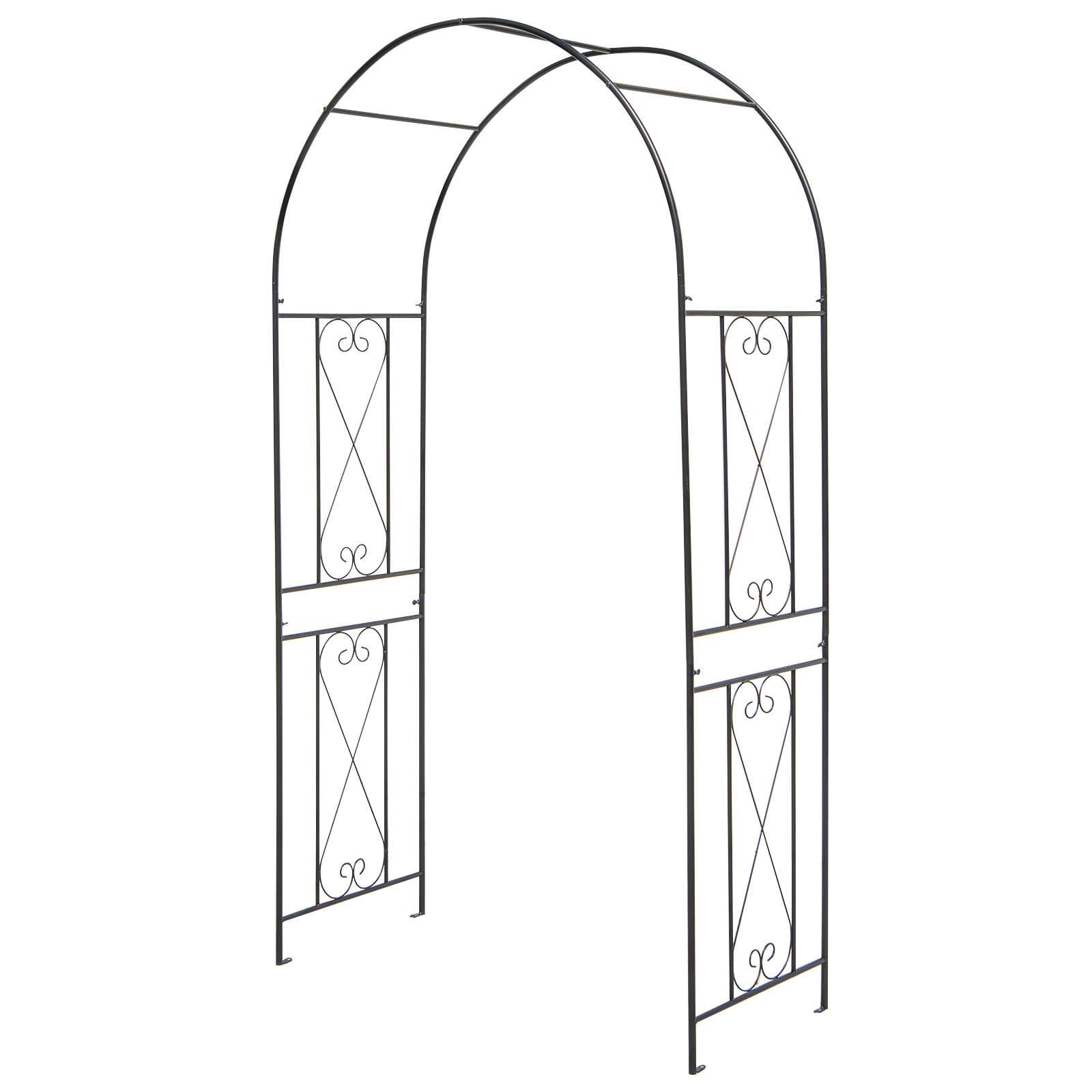 Metal havebue med pæle – sort, 120x56x220 cm