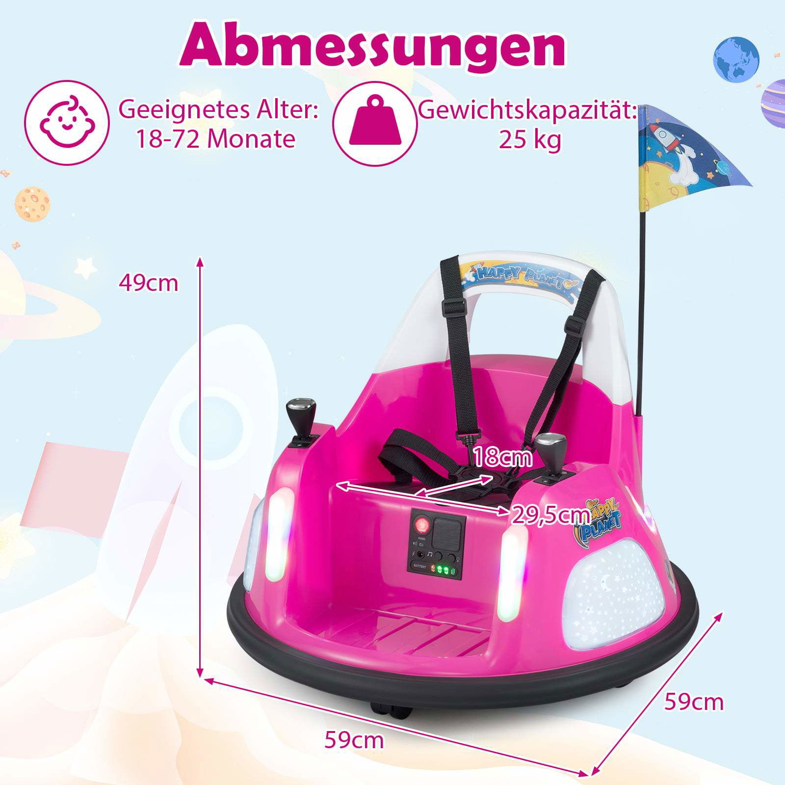 12V elektrisk kofangerbil til børn med lys og fjernbetjening