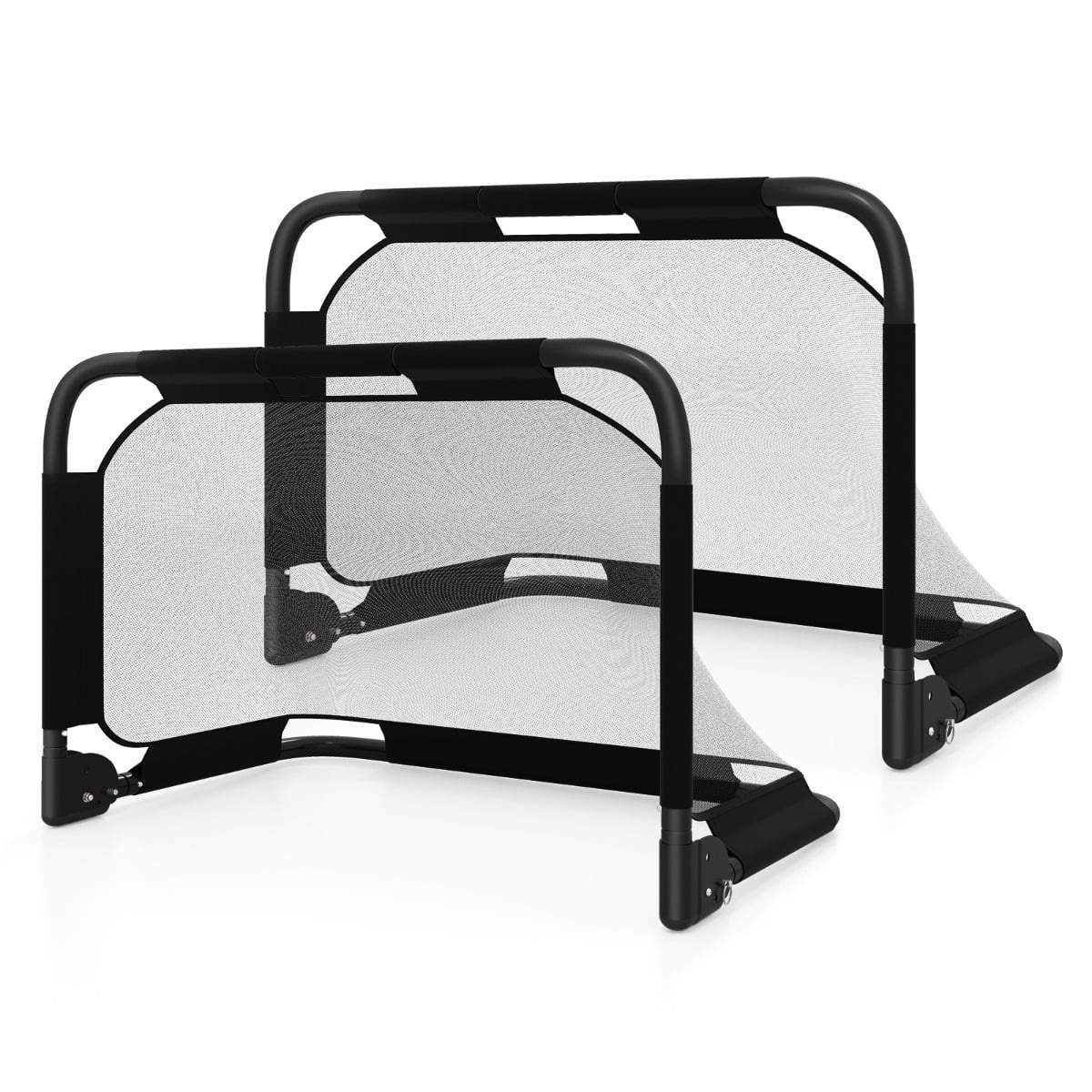 Sammenklappeligt pop-up fodboldmål med målvæg og ankre