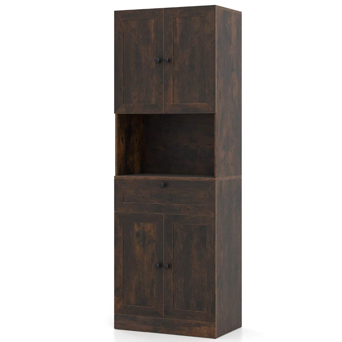 Højt badeværelsesskab med justerbare hylder – mørkebrun