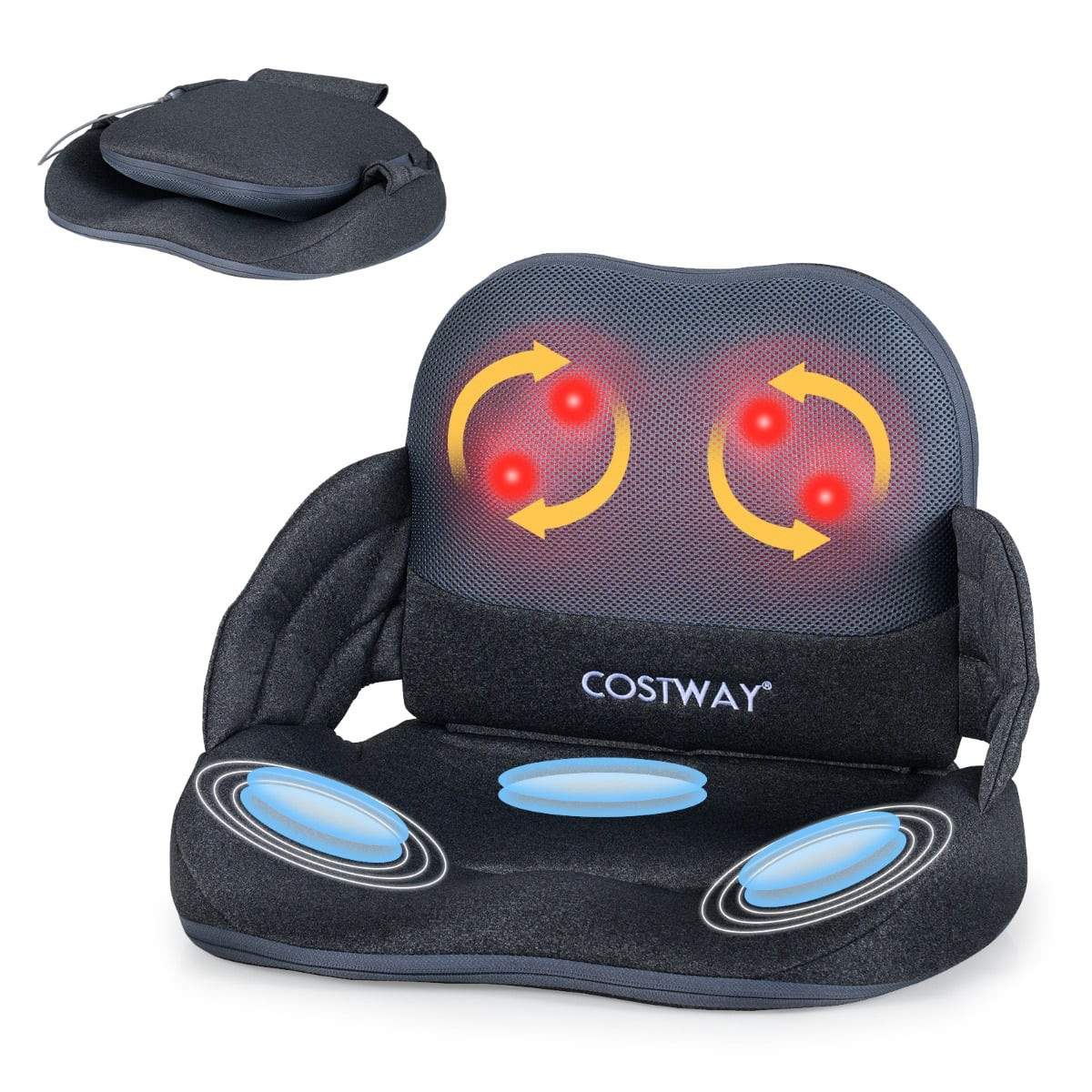 Shiatsu-rygmassager med varme – Sammenklappelig, ergonomisk design