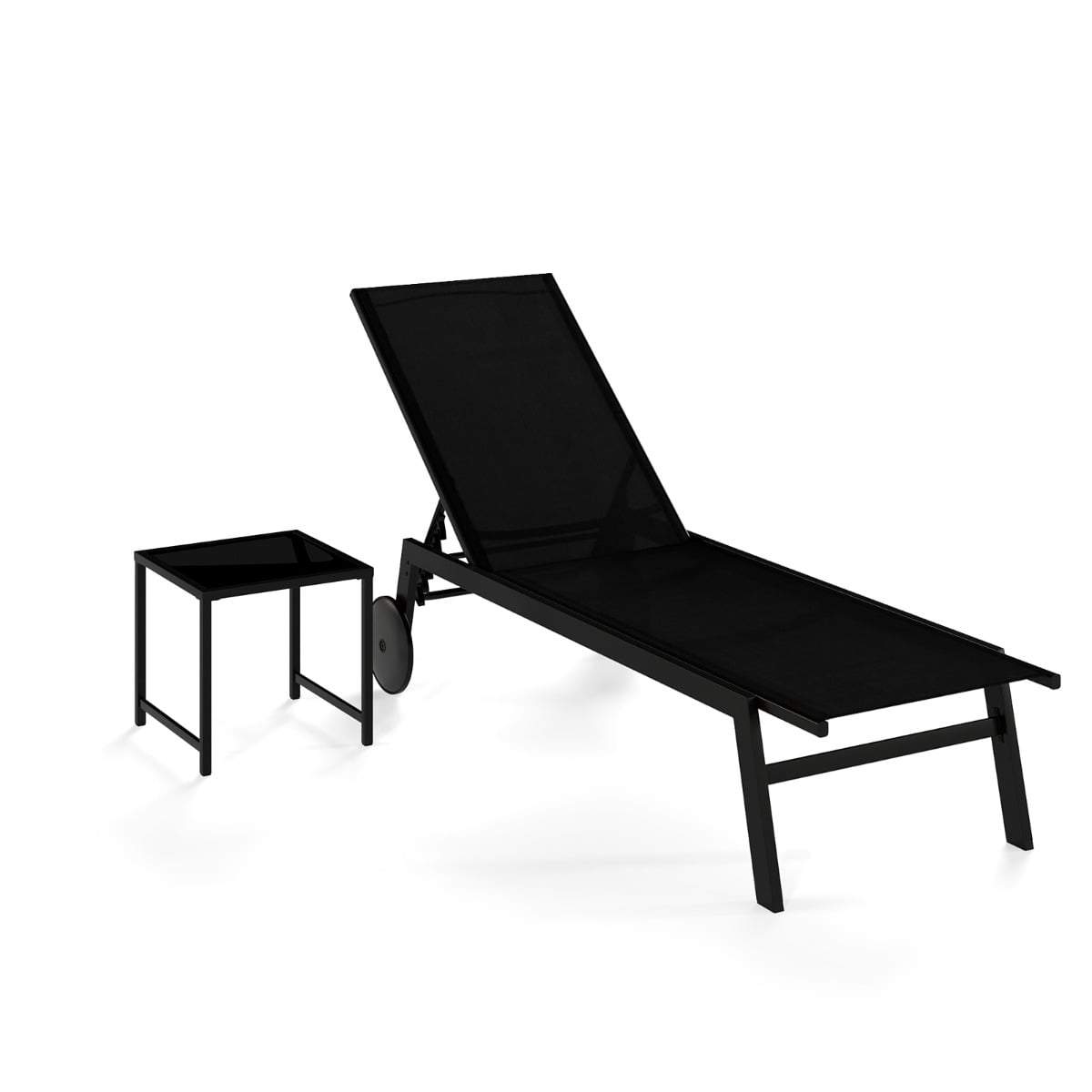 Justerbar solsänggrupp för utomhusbruk med bord – svart | Hem & Hobby | Pryloteket