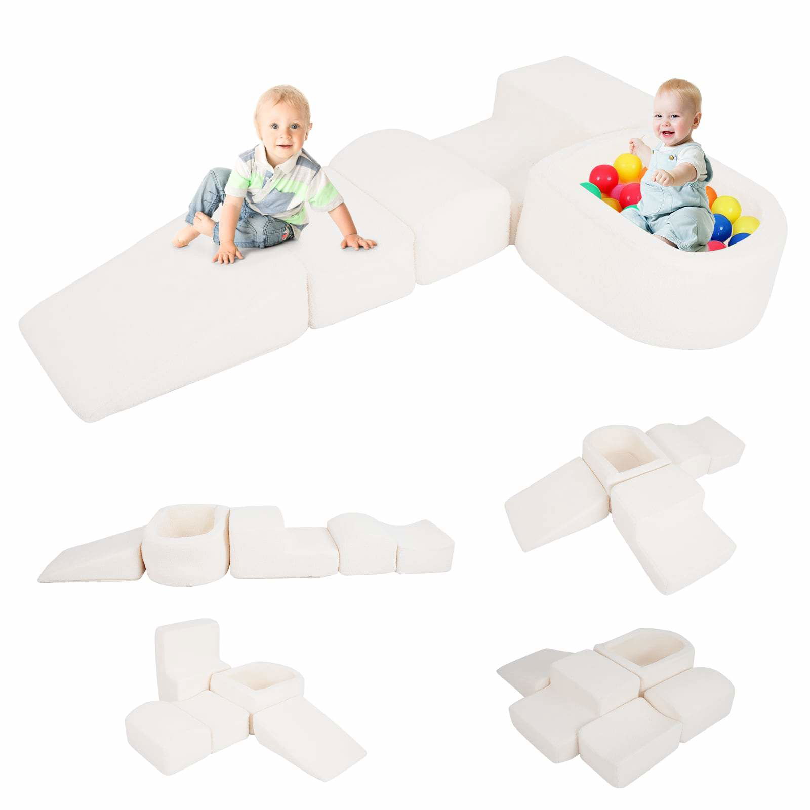 Skumlegesæt til småbørn – 5 dele med boldbassin og rutsjebane