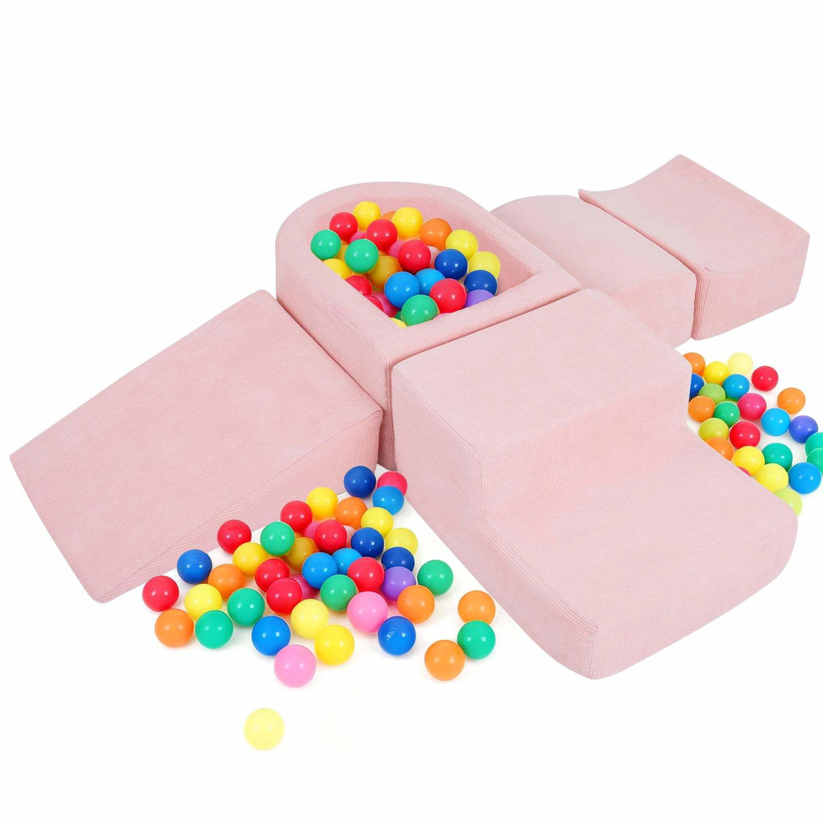 Skumklatreklodser med boldbassin – lyserød corduroy