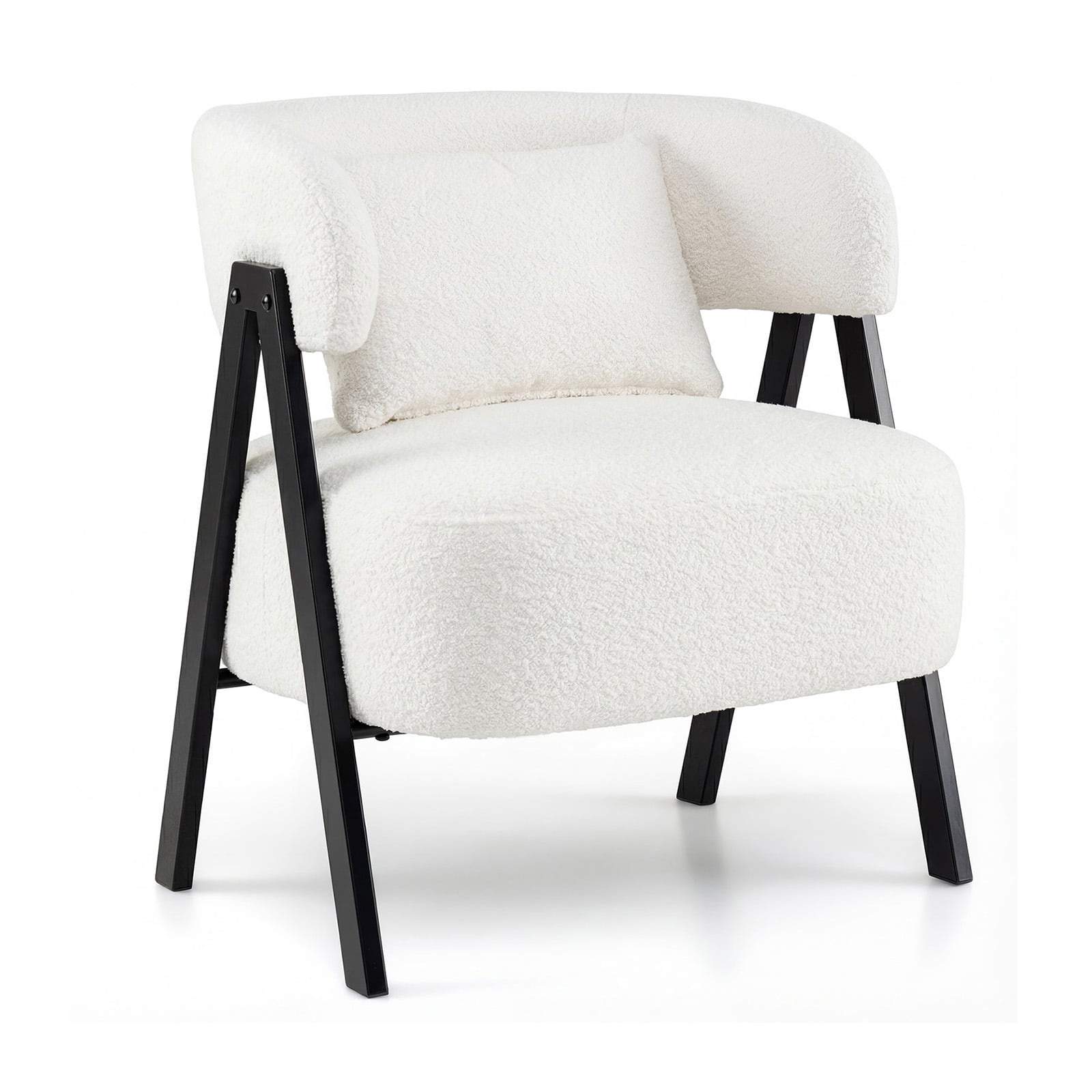 Vit fåtölj i fuskpäls med ländkudde | Hem & Hobby | Pryloteket