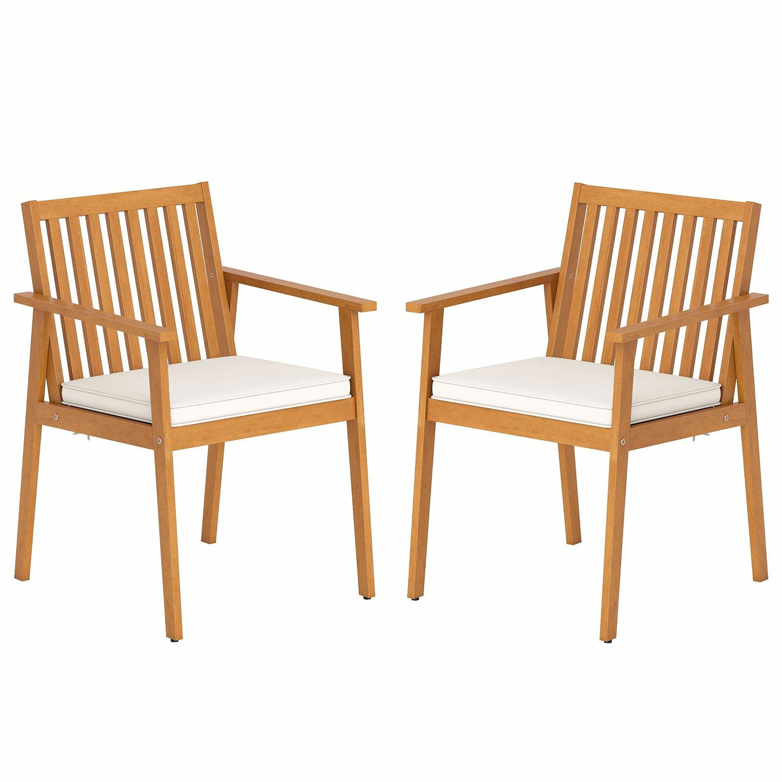 Sæt med udendørs spisestole, akacietræ med hynder