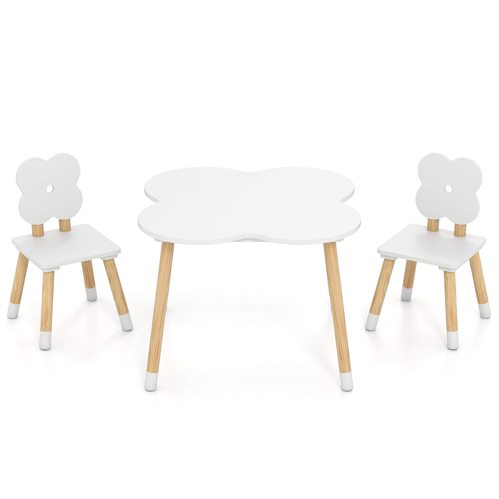 Blomformat barnbord med 2 stolar – Vitt | Hem & Hobby | Pryloteket