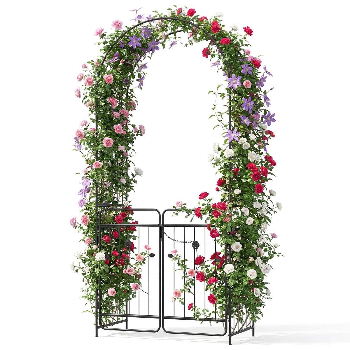 Metal havebue med låsbar låge – sort, 223 cm