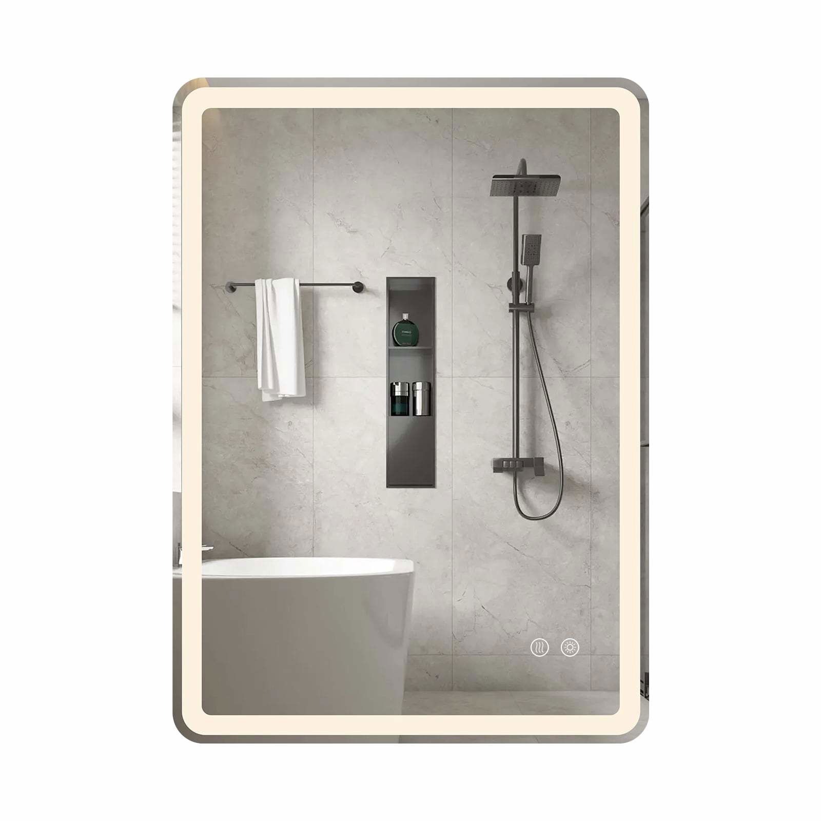 LED badeværelsesspejl – Anti-dug, dæmpbar, 70x50 cm