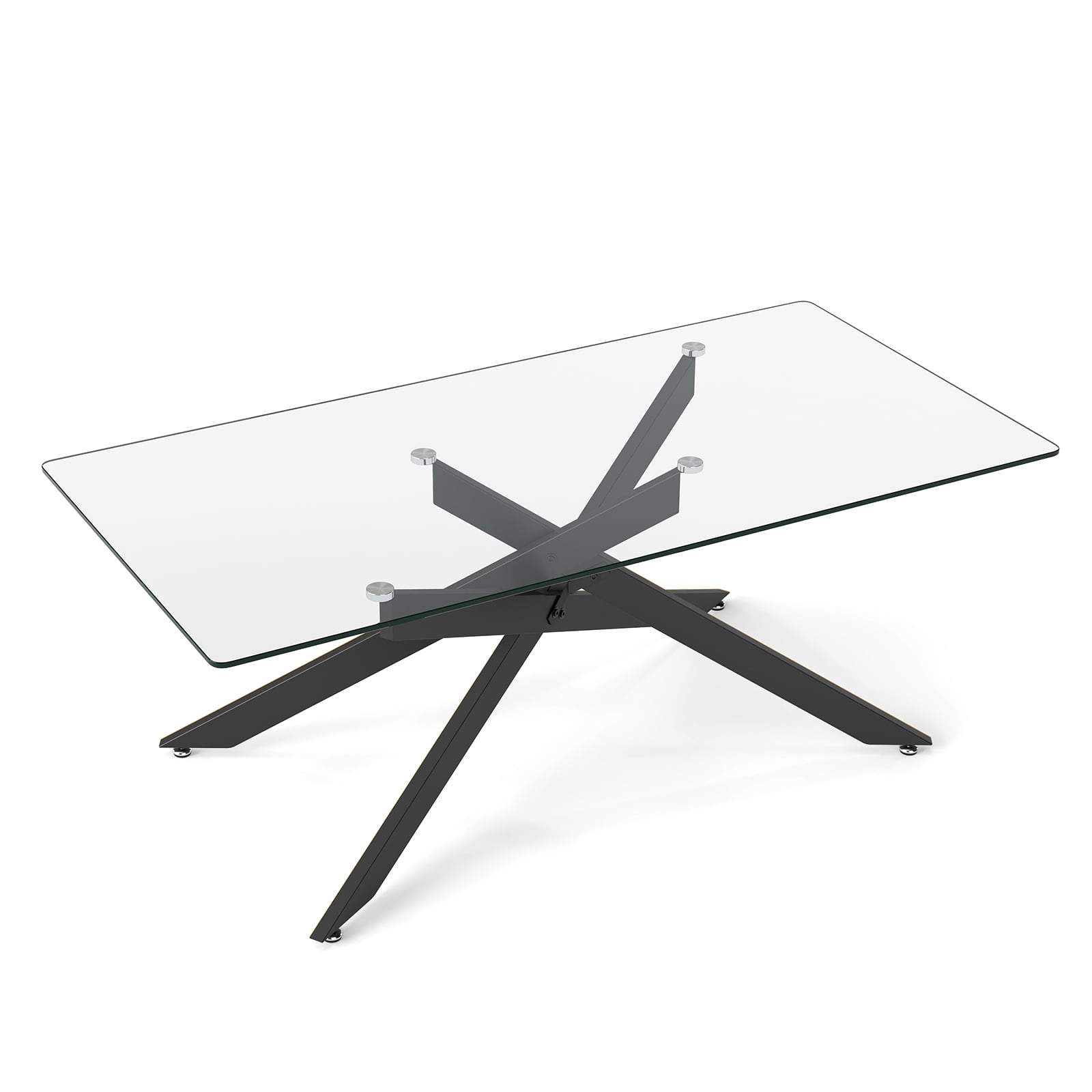 Rektangulært sofabord i glas – sort, 120 x 60 cm
