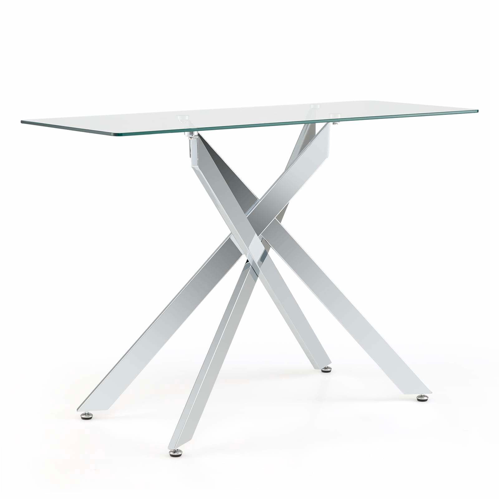 Moderne konsolbord i glas med metalben – 115 x 45 cm