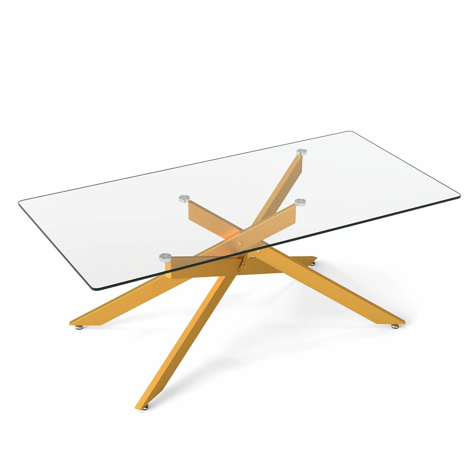 Rektangulært sofabord i glas – guld, 120 x 60 cm