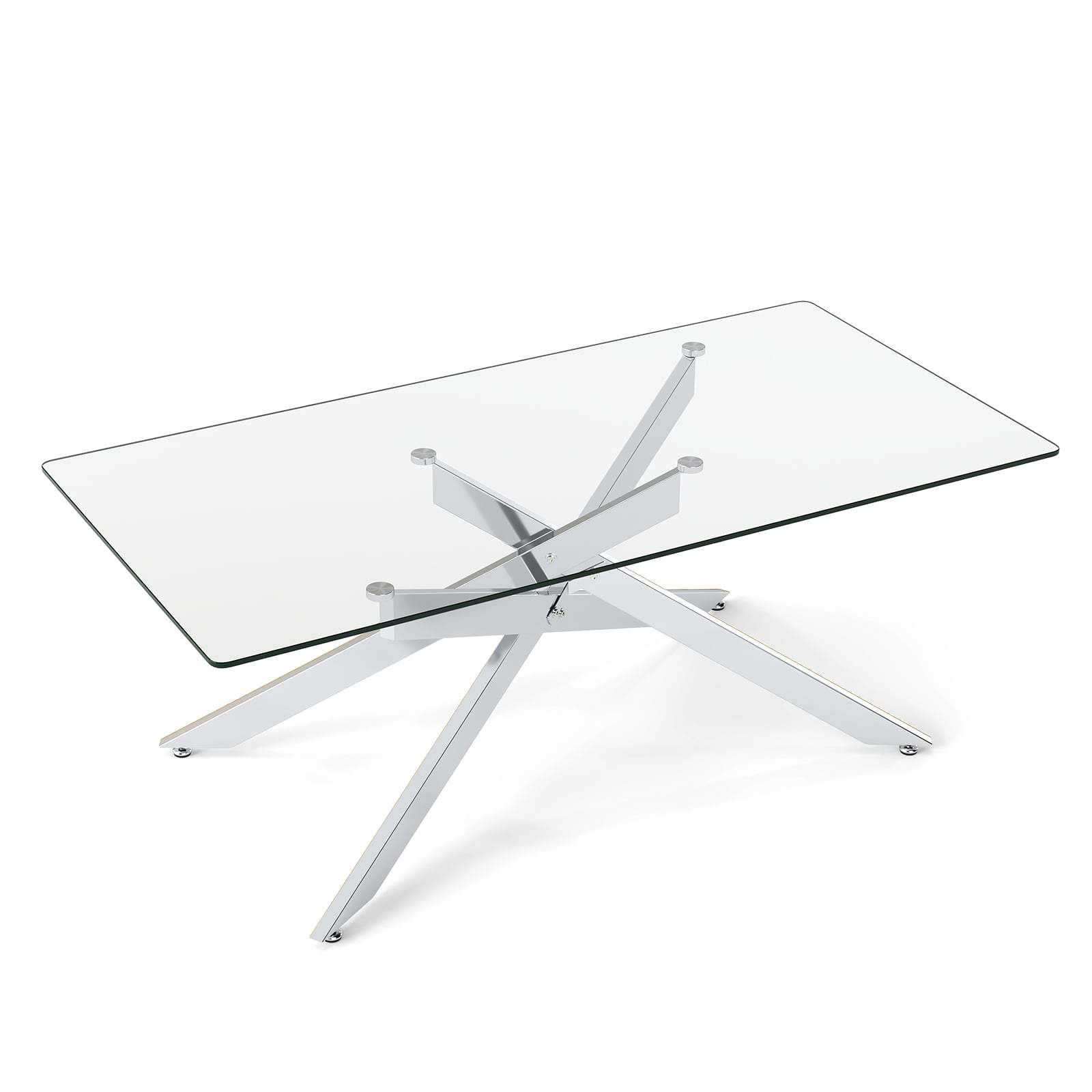 Rektangulært sofabord i glas – 120x60 cm, sølv