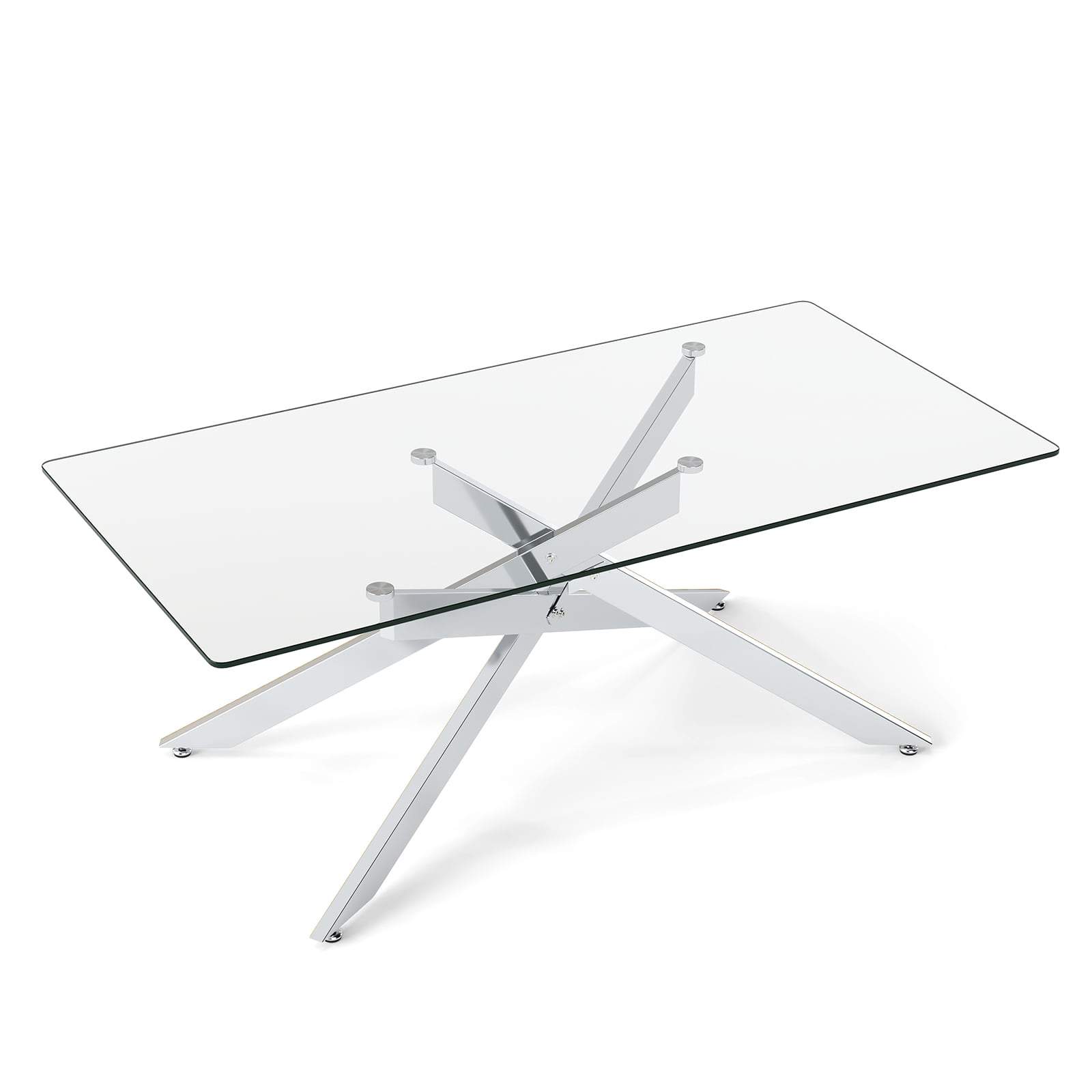 Rektangulært sofabord i glas – 120x60 cm, sølv
