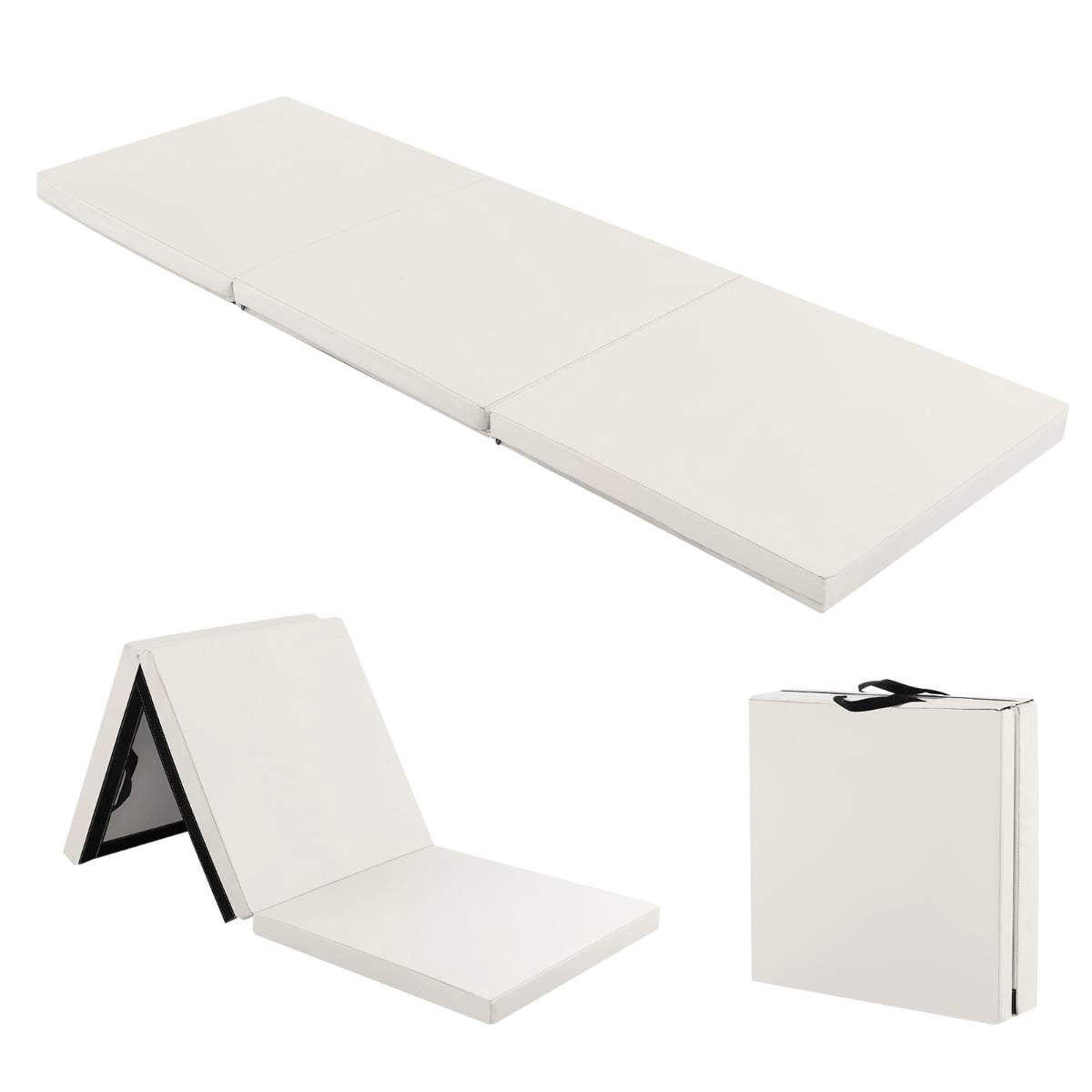 Sammenklappelig skridsikker træningsmåtte, 180x60 cm, grå-beige