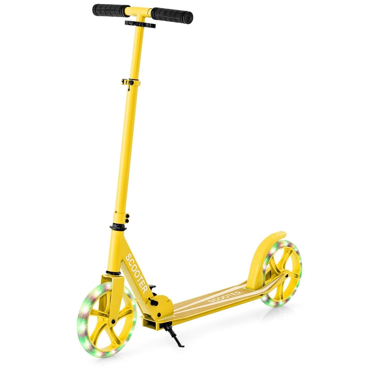 Hopfällbar sparkcykel med LED-hjul, justerbar höjd, gul | Hem & Hobby | Pryloteket