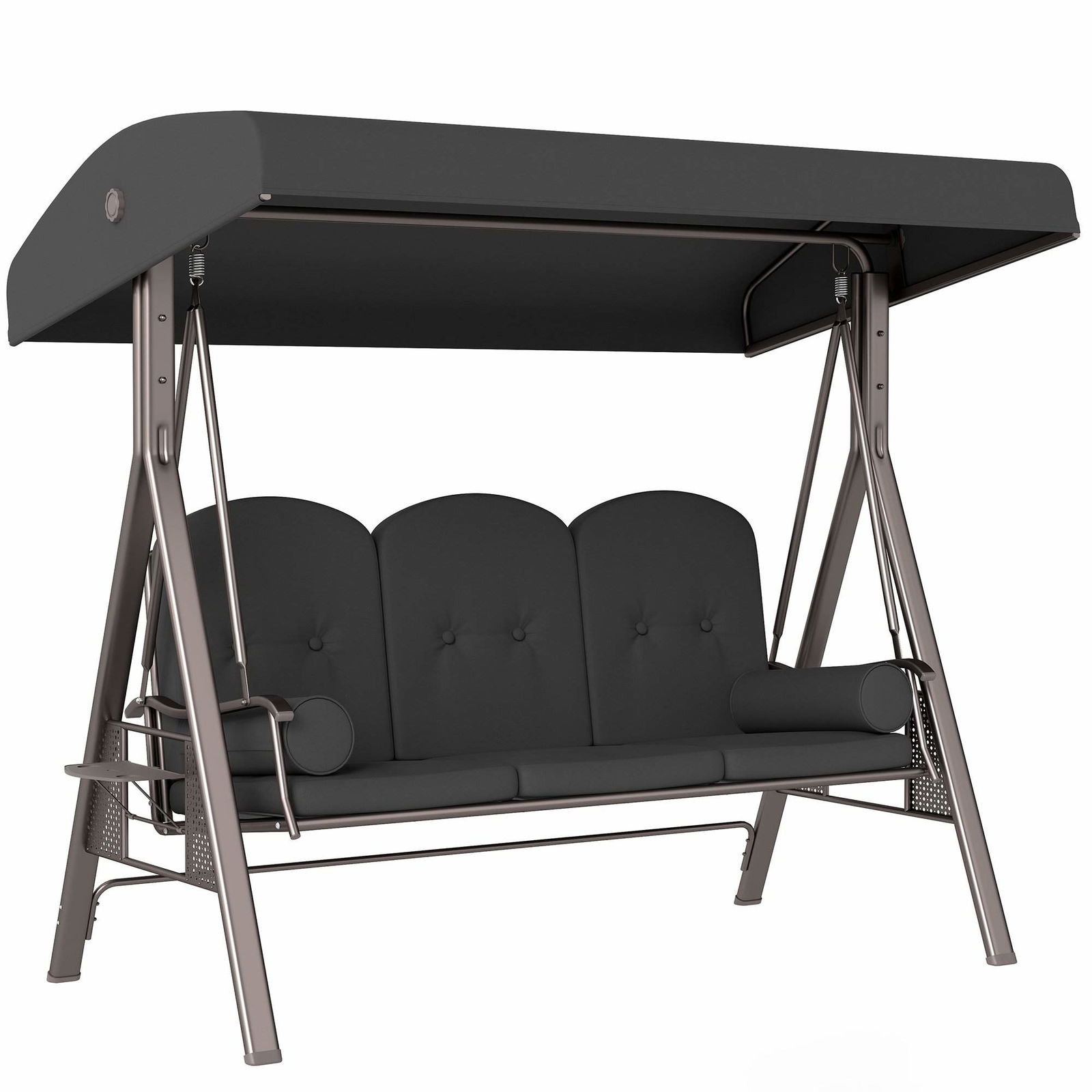 3-sits trädgårdsgunga med tak, mörkgrå, 360 kg kapacitet | Hem & Hobby | Pryloteket