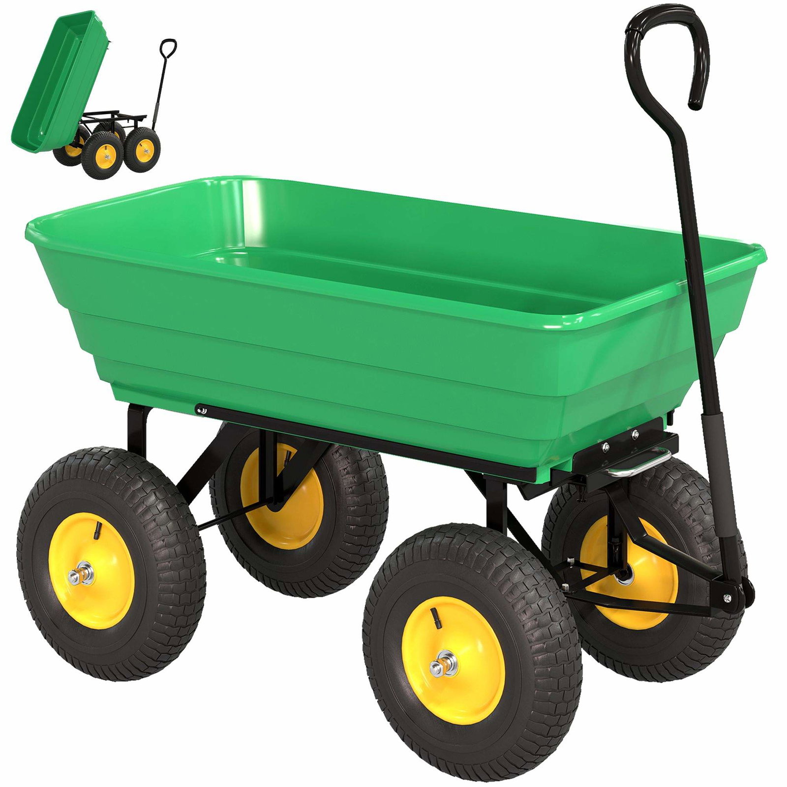 Havevogn med vippefunktion, 200 kg kapacitet, 75 l