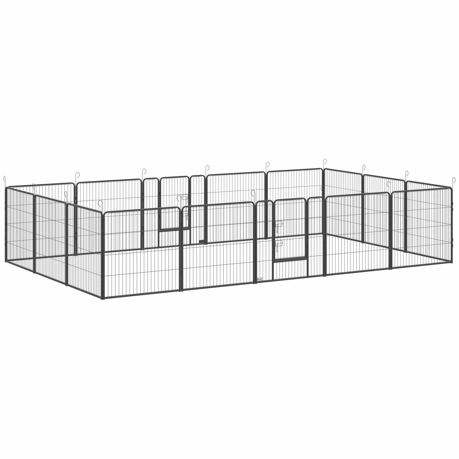 Hvalpegård, 16 paneler, foldbar med dør, grå