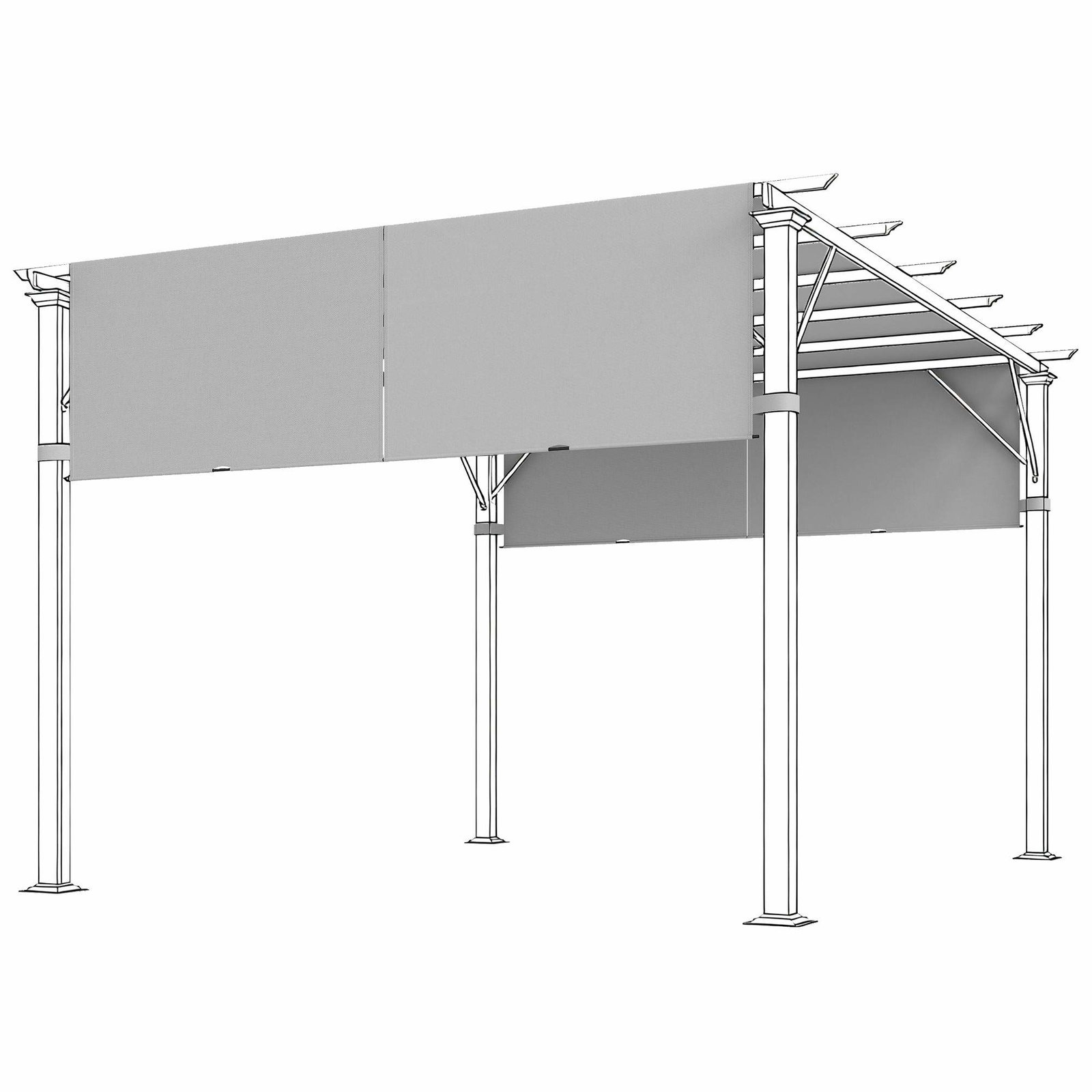 Pergola udskiftningsmarkise, UV-resistent, 3x3m, lysegrå