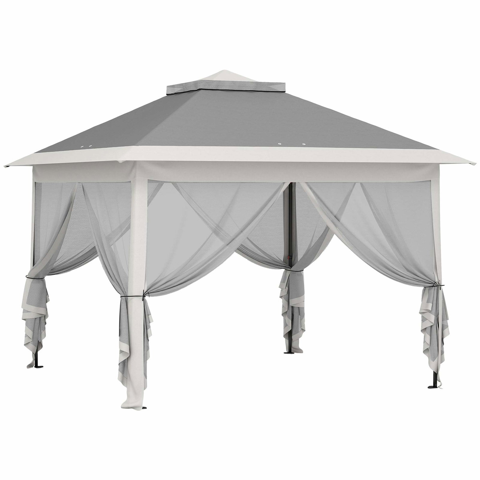 Pop-up havepavillon, metalramme, grå, 330x330 cm