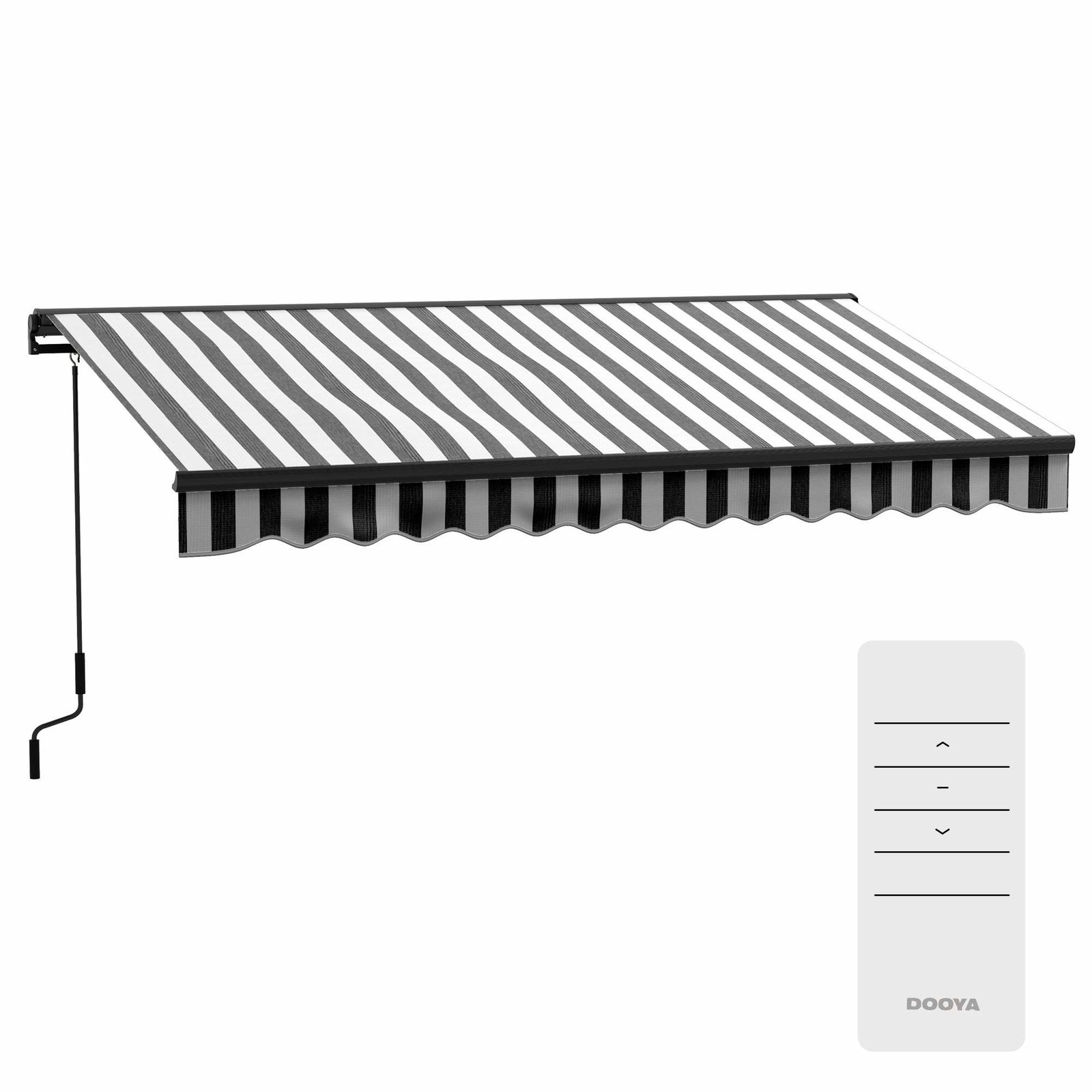 Udtrækkelig terrassemarkise, vejrbestandig, 350x250 cm, grå/hvid