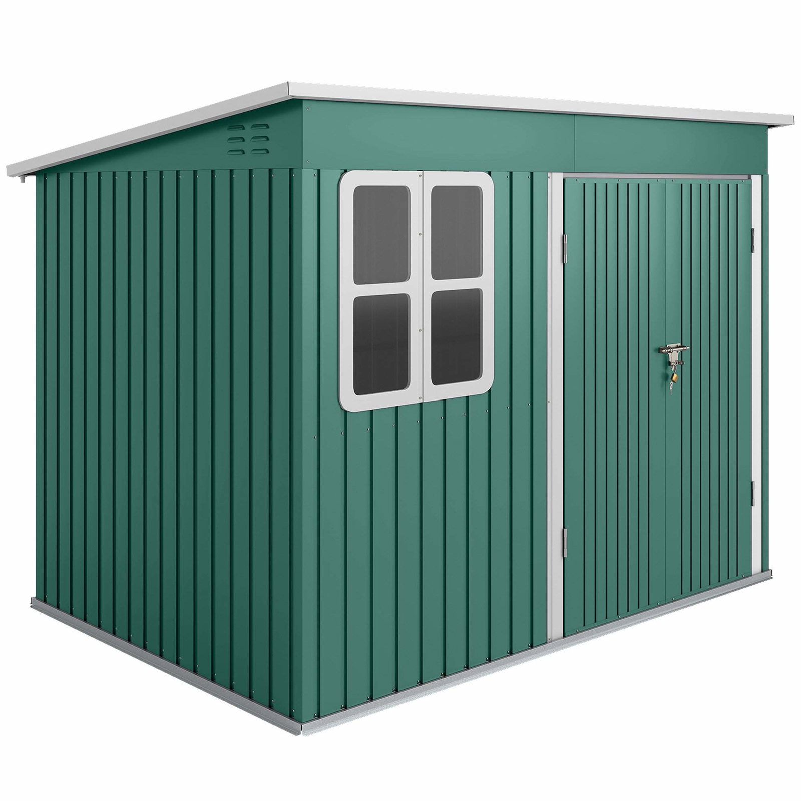 Metalskur med vindue, bred dør – 260x177x190 cm