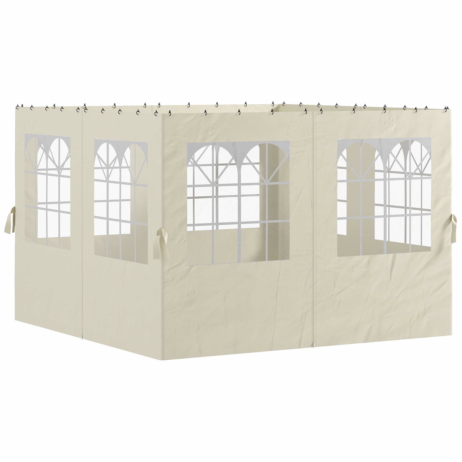 Sidepaneler til pavillon, 4-pak, 3x3m, cremefarvet, UV- og vandafvisende