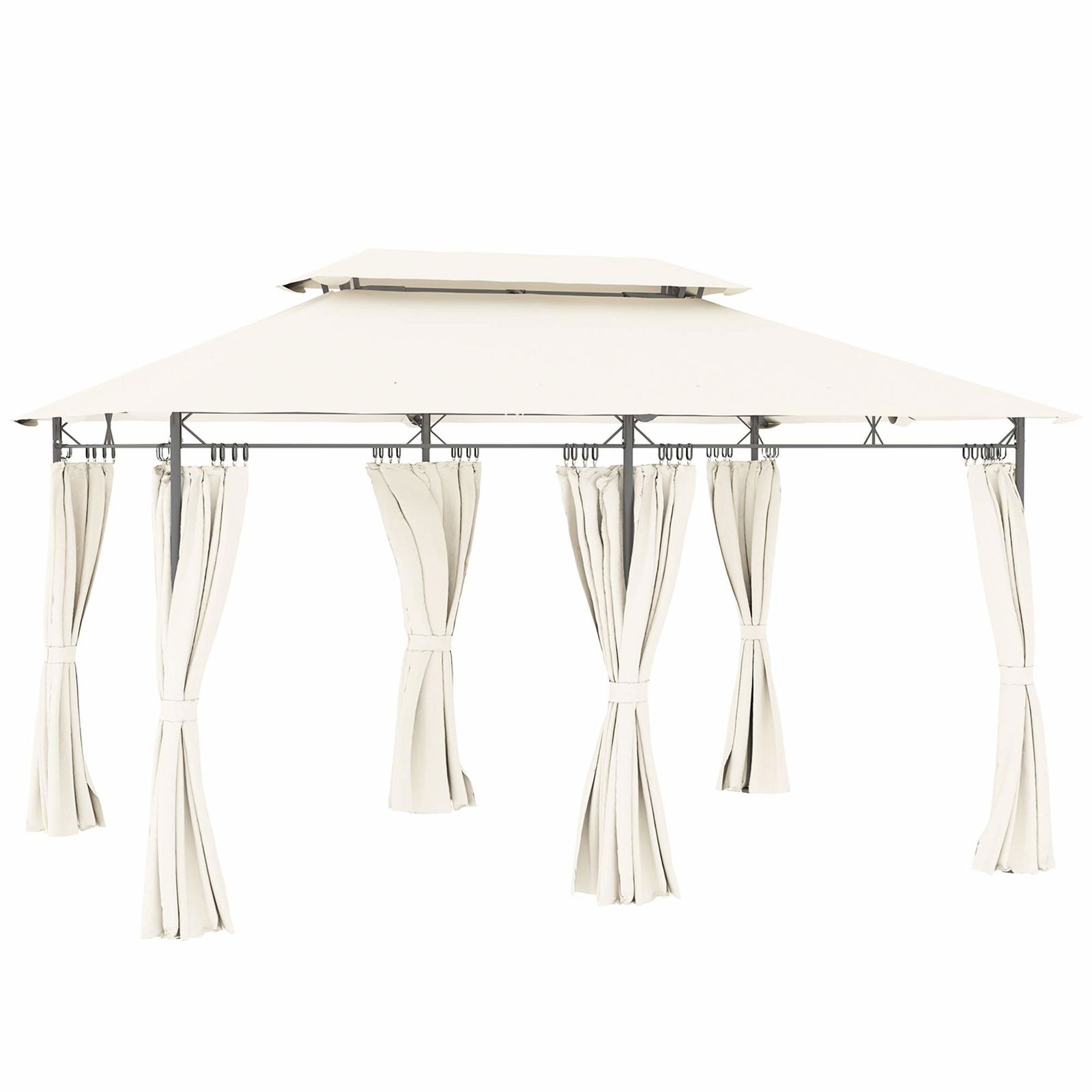 Havepavillon, dobbelttag, vandafvisende, 4x3 m, cremefarvet