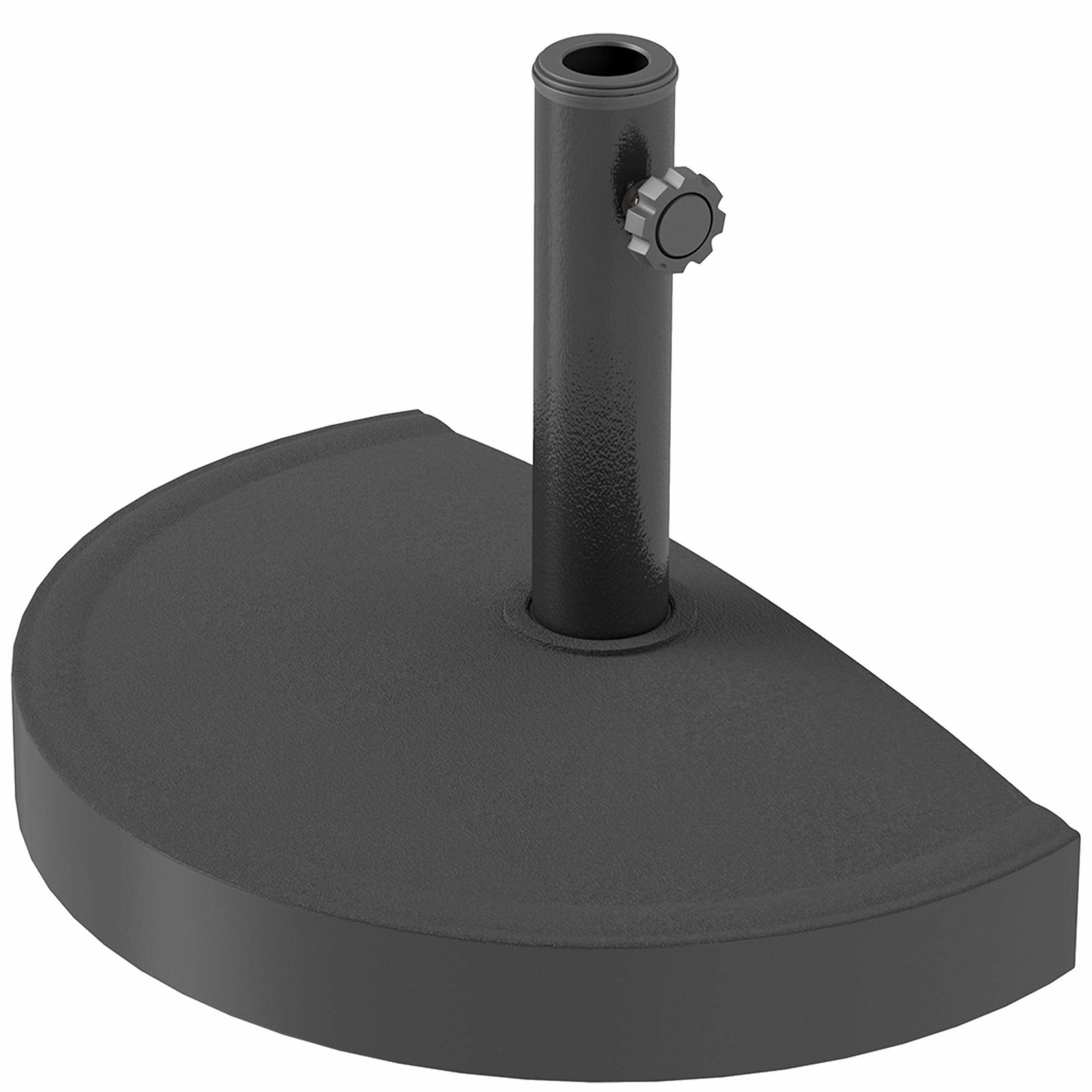 Halvrund parasolfod i beton – passer til stænger på 32/38/48 mm