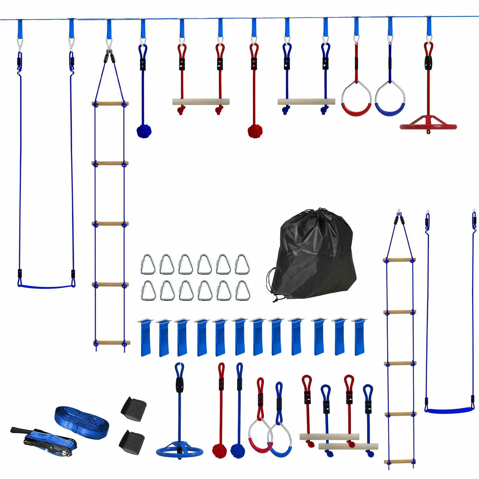 Børne Zipline Adventure Kit – 6 sæt, alder 3-6, 50 kg kapacitet