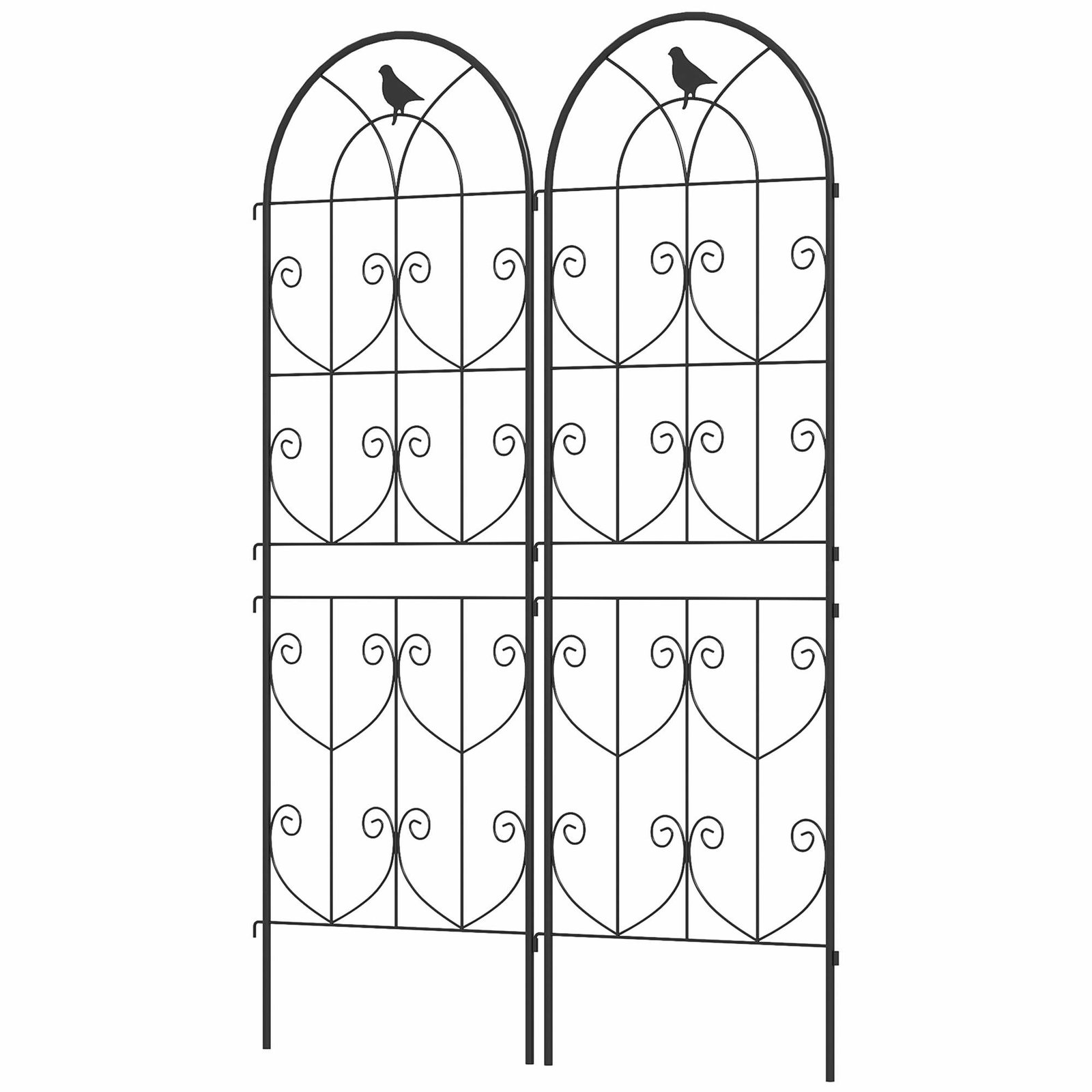 Haveespaliersæt med fuglemotiver – Metal, 50x150 cm, Sort
