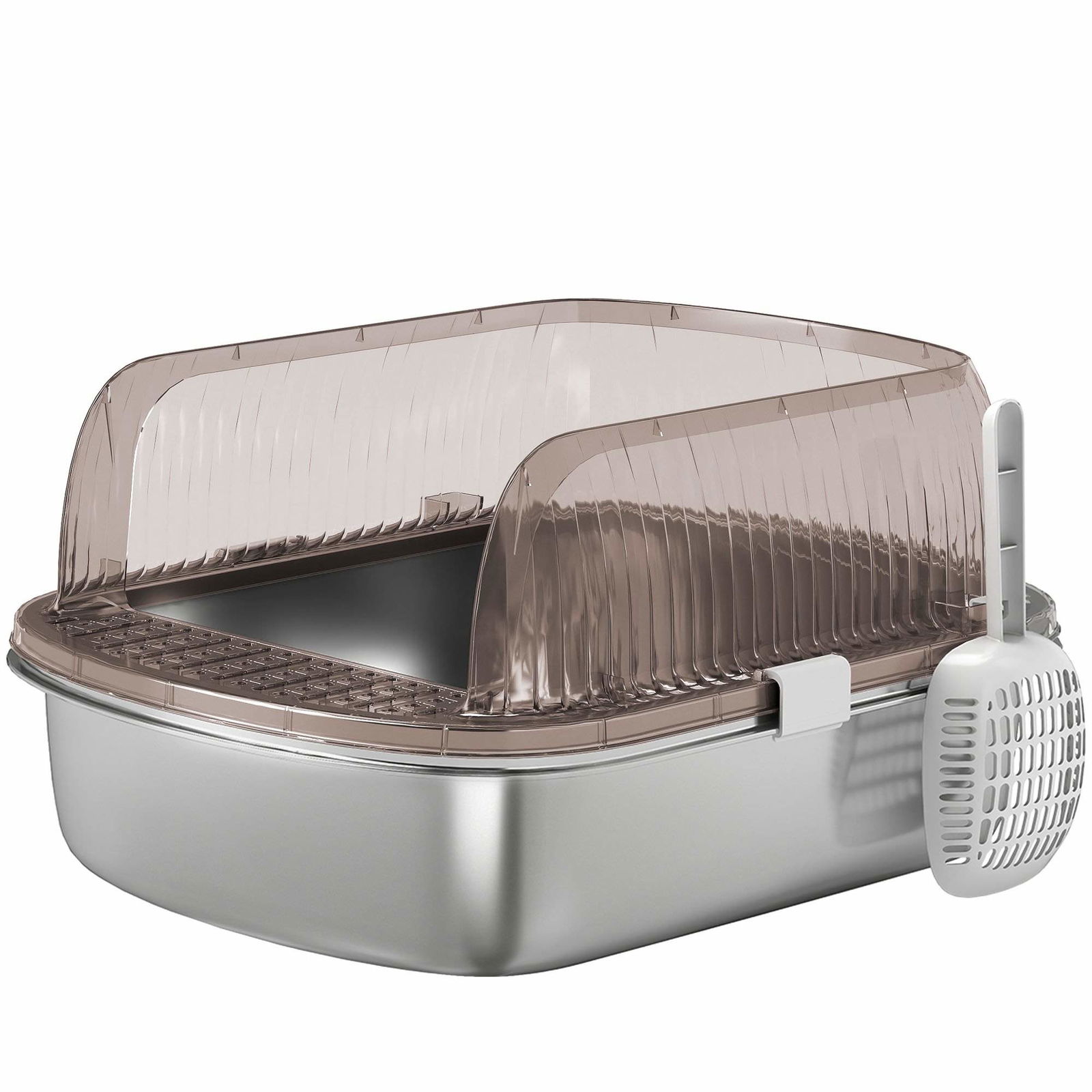 Kattlåda i rostfritt stål, höga sidor, 53x42x27cm | Hem & Hobby | Pryloteket