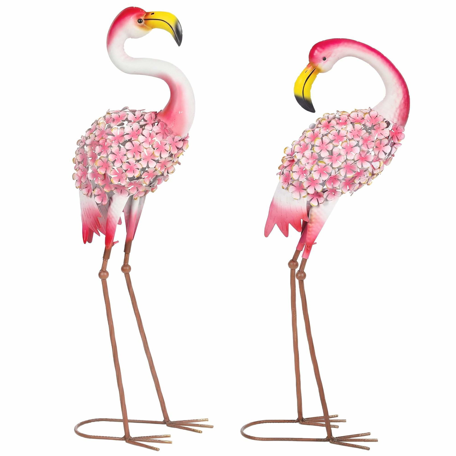 Flamingo havestatuesæt – vejrbestandigt metalpar