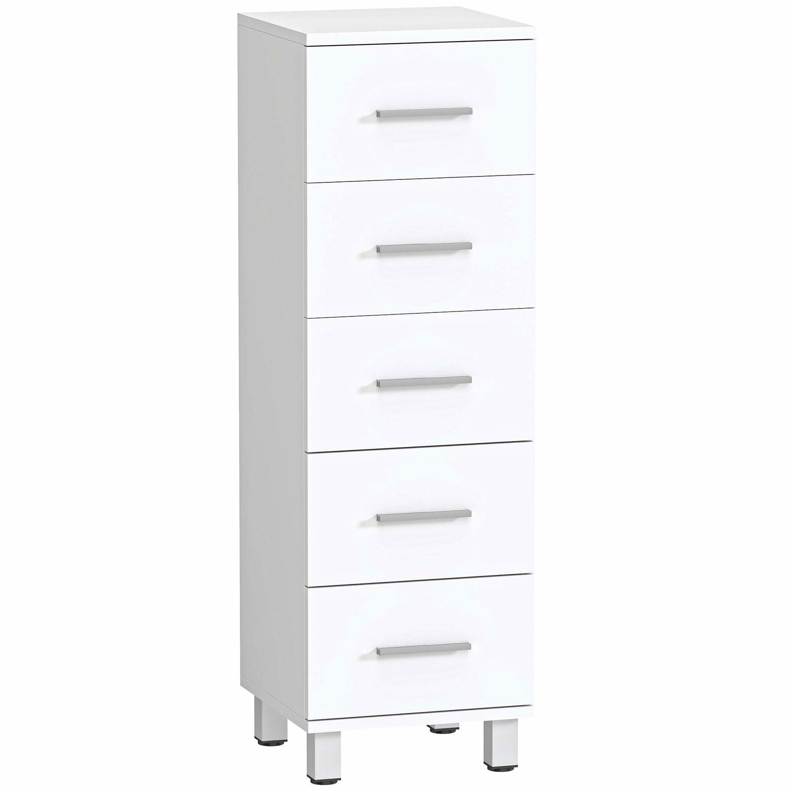 Smalt badrumsskåp med 5 lådor – Vit, 30x30x95 cm | Hem & Hobby | Pryloteket