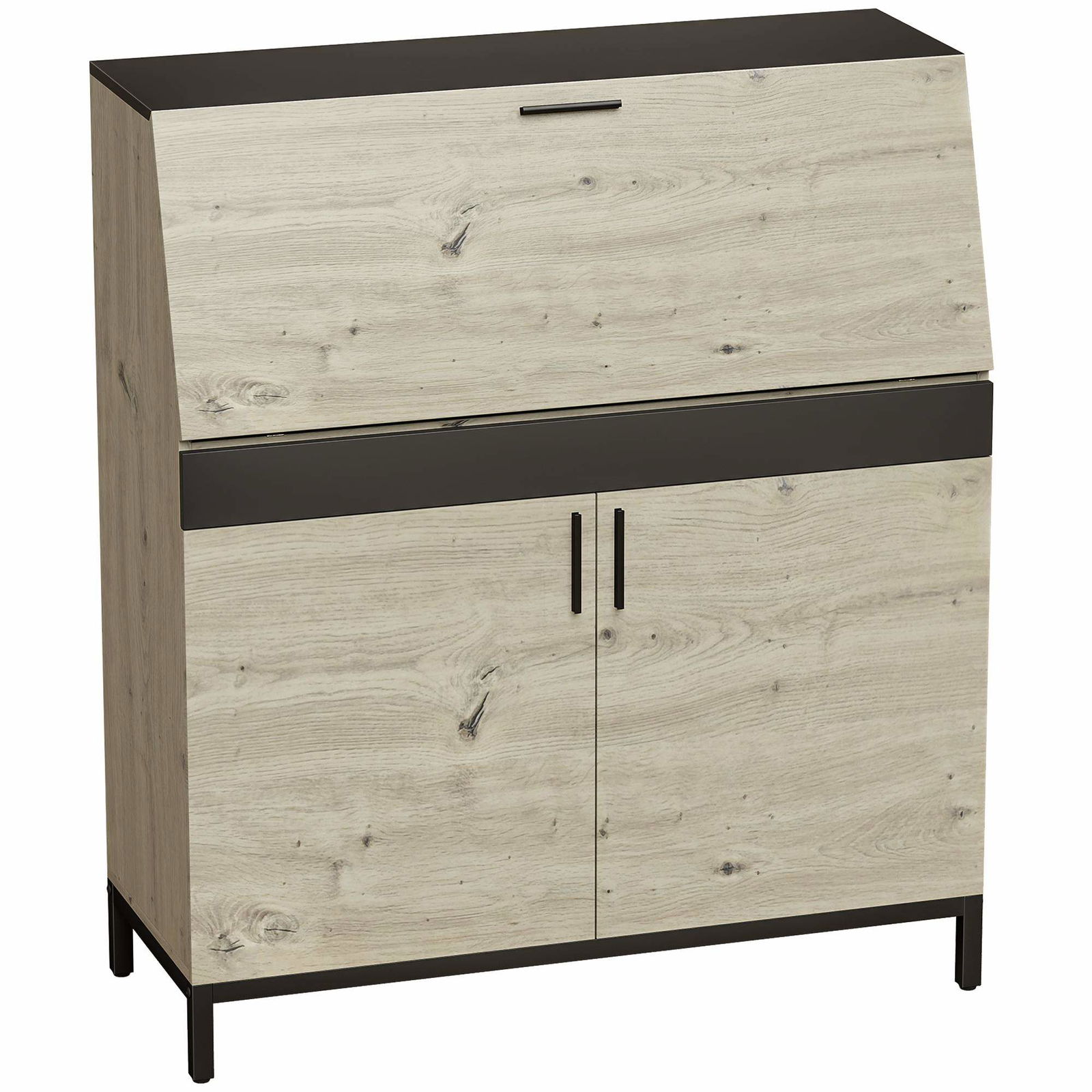 Industriellt sekreterarskrivbord med hyllor, 100 cm naturträ | Hem & Hobby | Pryloteket