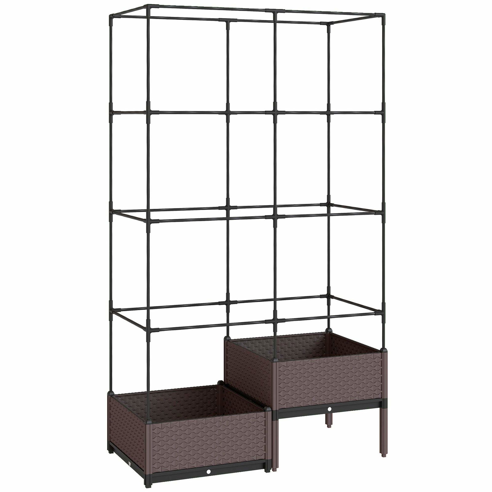 Højbed med espalier, drænhuller, 100x50x174 cm