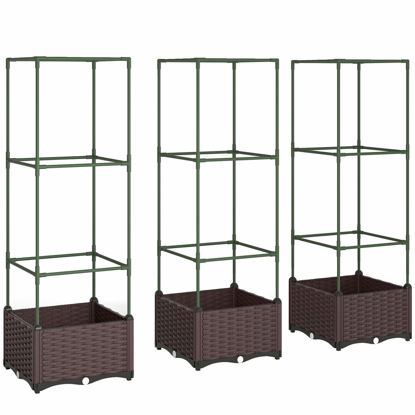 Højbedsæt med espalier, 3-pak, drænhuller